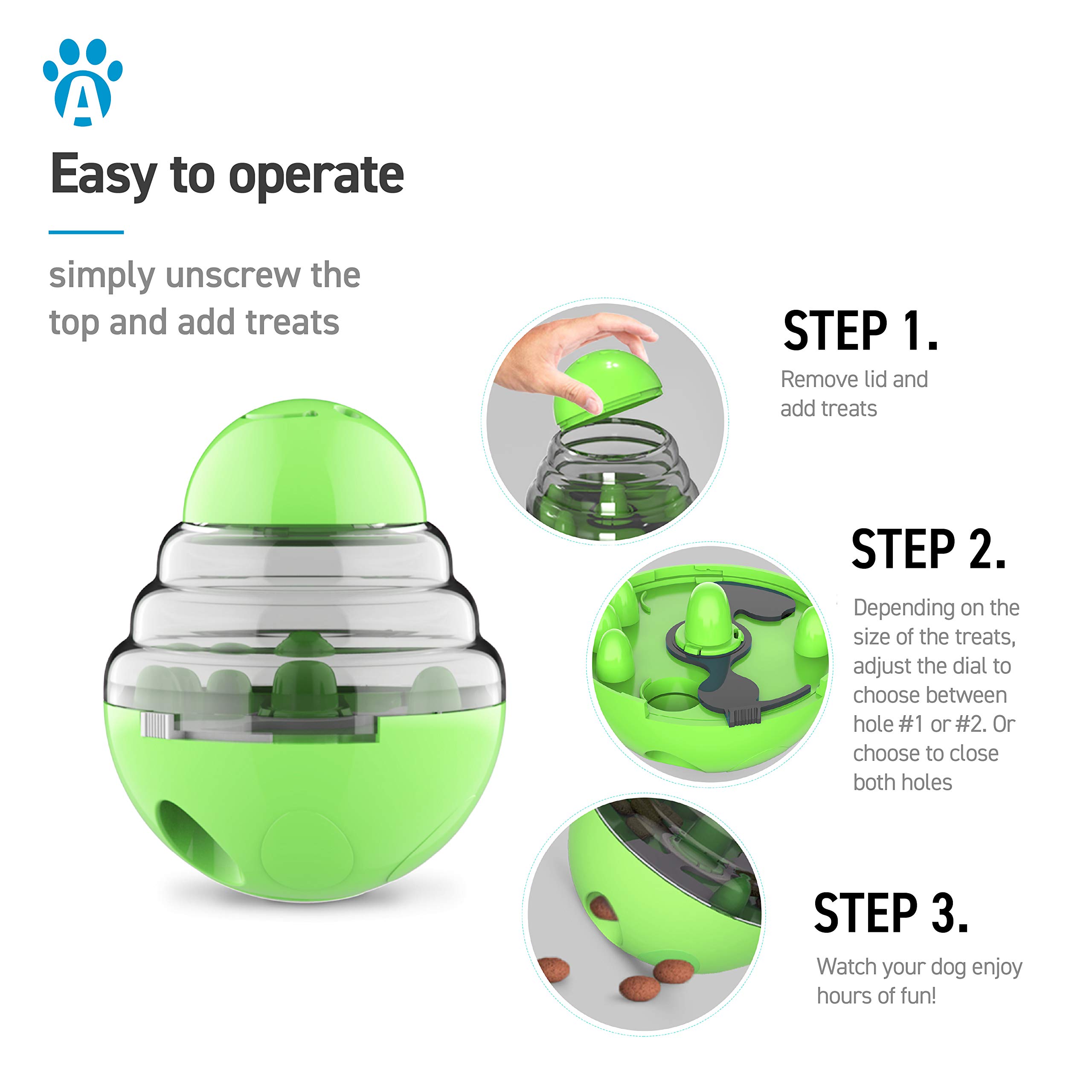 AnyPet Interactive Dog Treat Ball - Slow Feeder Puzzle Toy for Small & Large Dogs - Fun Mental Stimulation & Portion Control - Perfect for Indoor Play, Training & Boredom Relief