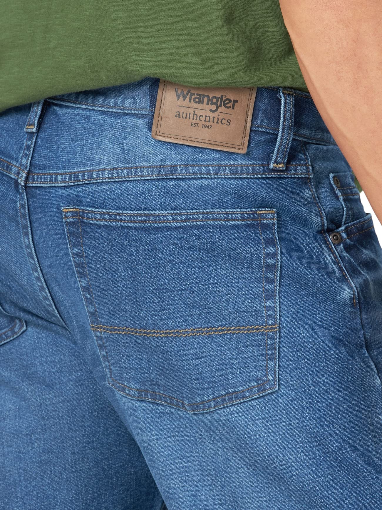Wrangler Authentics Men's Athletic Fit Stretch Jean - Comfortable & Durable Denim Pants for Work, Casual Wear & Outdoor Activities