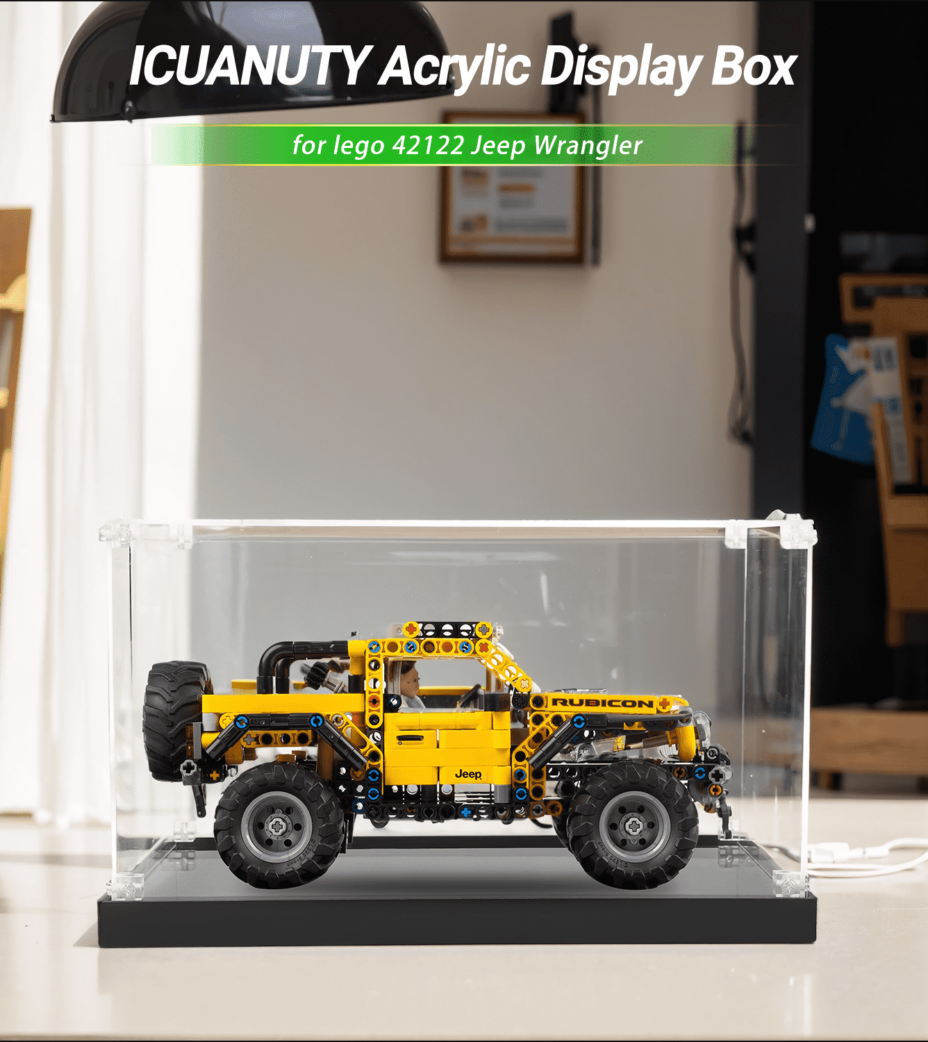 LEGO Technic Jeep Wrangler 42122 Display Case - Clear Acrylic Showcase for Model Car Collection - Perfect for Home Decor, Office Display & Gift for LEGO Enthusiasts