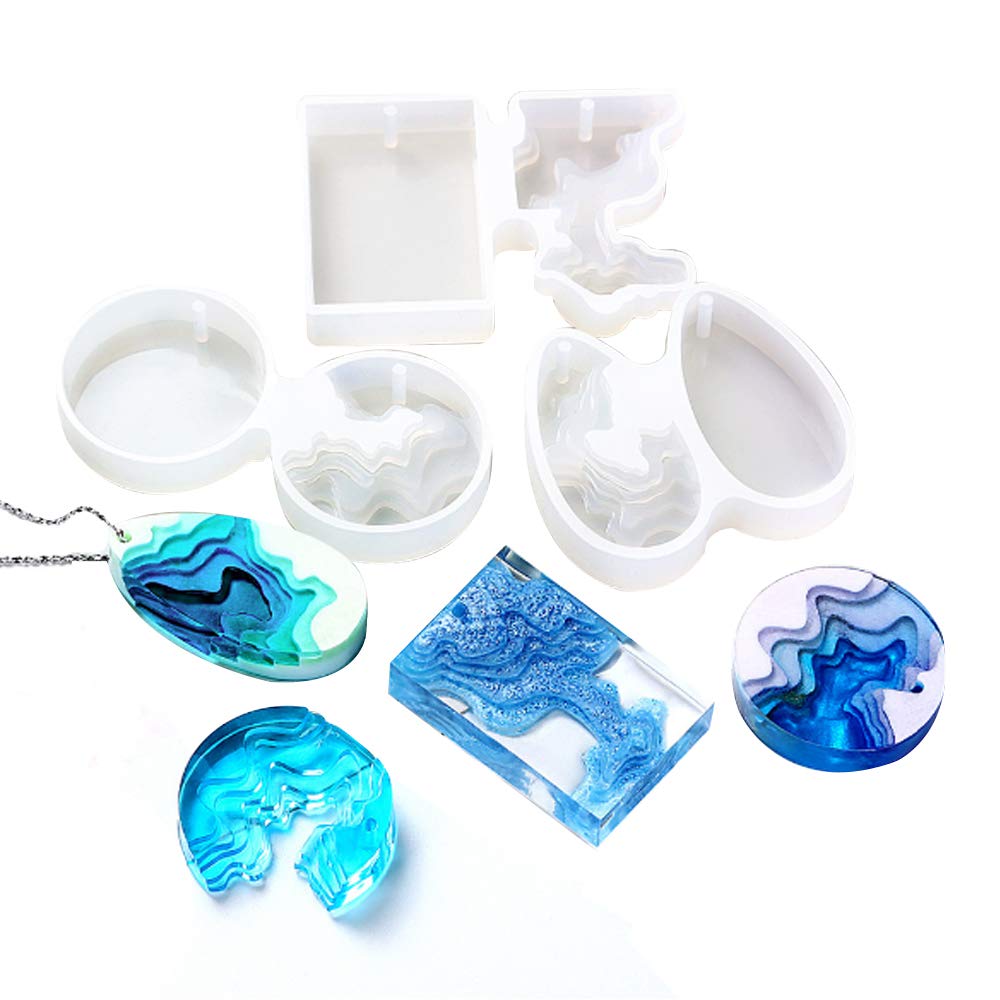 SUJUAN 3-Piece Silicone Ocean View Epoxy Resin Molds for DIY Jewelry Making - Pendant Necklace, Earrings & Resin Crafts - Perfect for Beach Theme Jewelry & Home Decor Projects