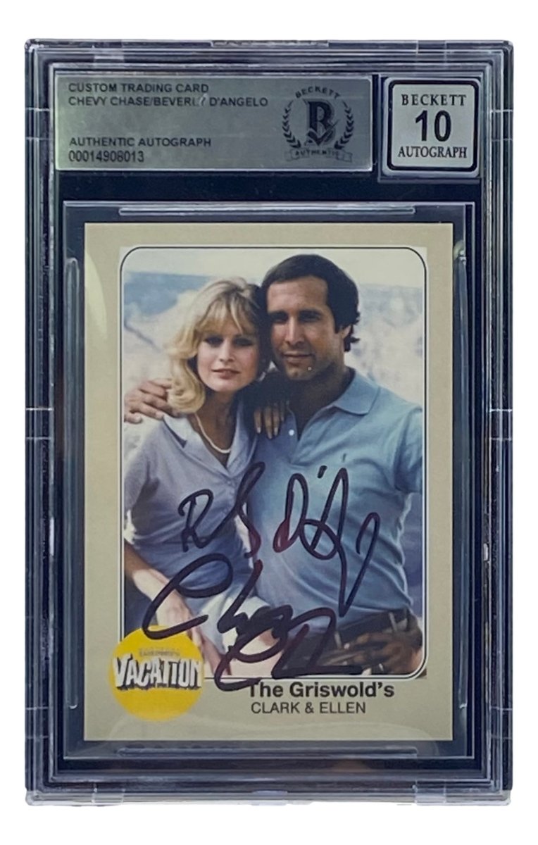 Chevy Chase D'Angelo Signed National Lampoon's Christmas Vacation Trading Card BAS Grade 10 - Rare Collectible Memorabilia for Movie Fans & Holiday Decor