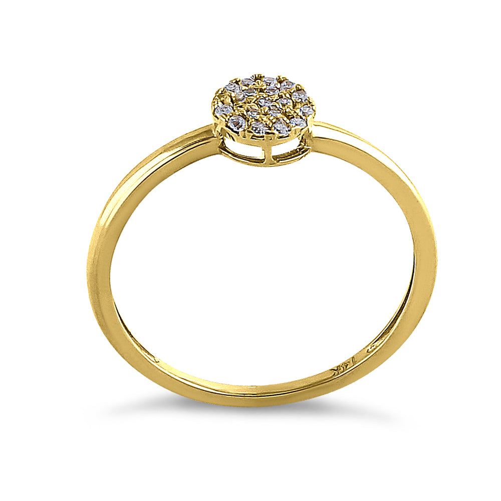 14K Solid Yellow Gold Round Cluster CZ Ring for Women - Elegant Cubic Zirconia Statement Jewelry for Parties, Weddings & Special Occasions