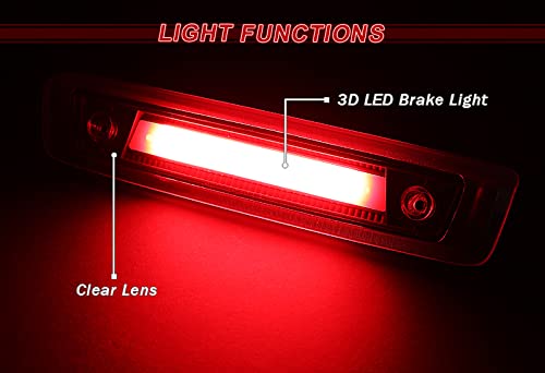 2006-2010 Jeep Commander LED 3rd Brake Light - Black/Clear Lens Red LED Stop Strip Tail Lamp Replacement | Enhanced Visibility & Safety for Night Driving & Off-Road Adventures