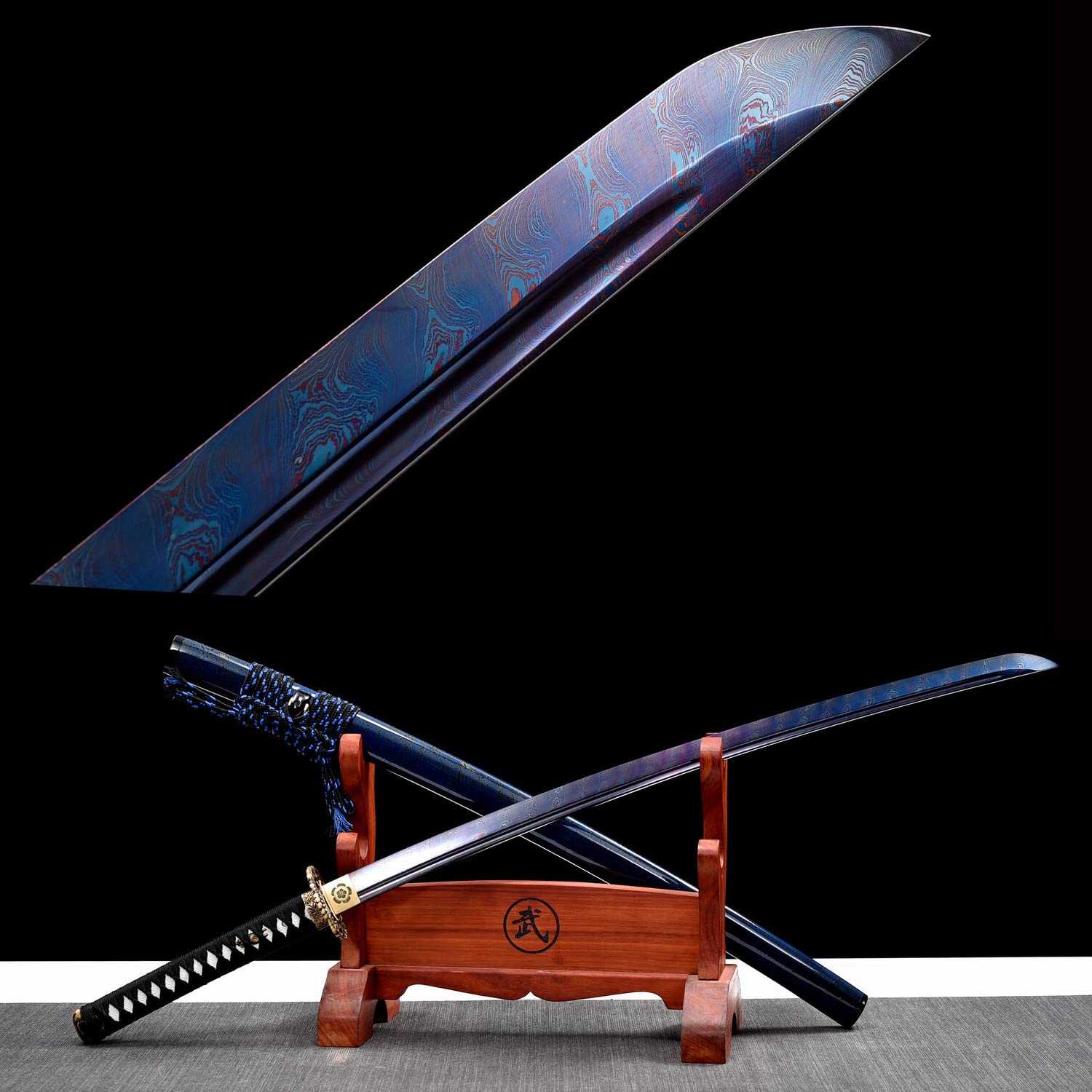 Handmade Damascus Steel Japanese Katana - Full Tang Samurai Sword with Razor Sharp Blade for Combat & Bamboo Cutting | Perfect for Martial Arts Training, Cosplay & Collectors