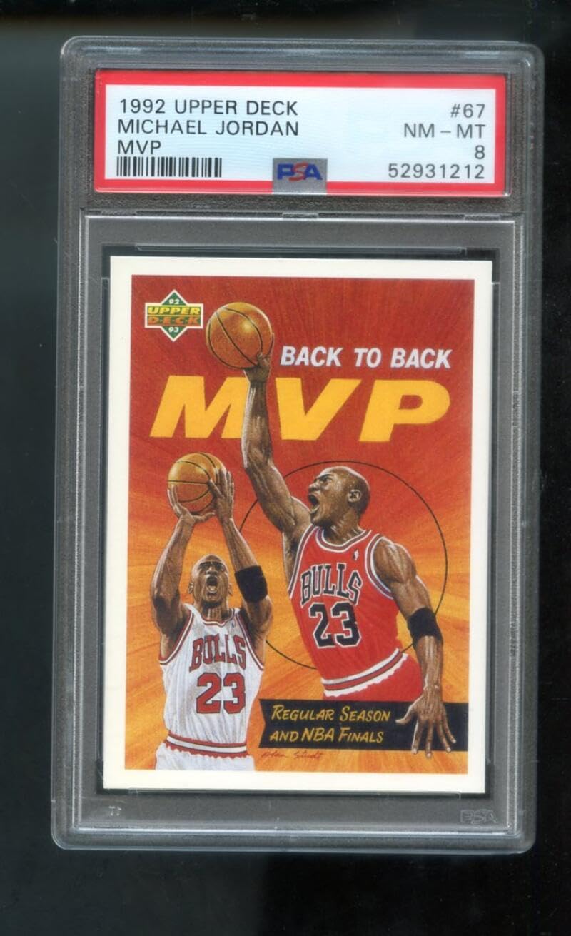 1992-93 Upper Deck Michael Jordan MVP #67 PSA 8 Graded Basketball Card - Perfect for Collectors, Sports Memorabilia Display & Investment