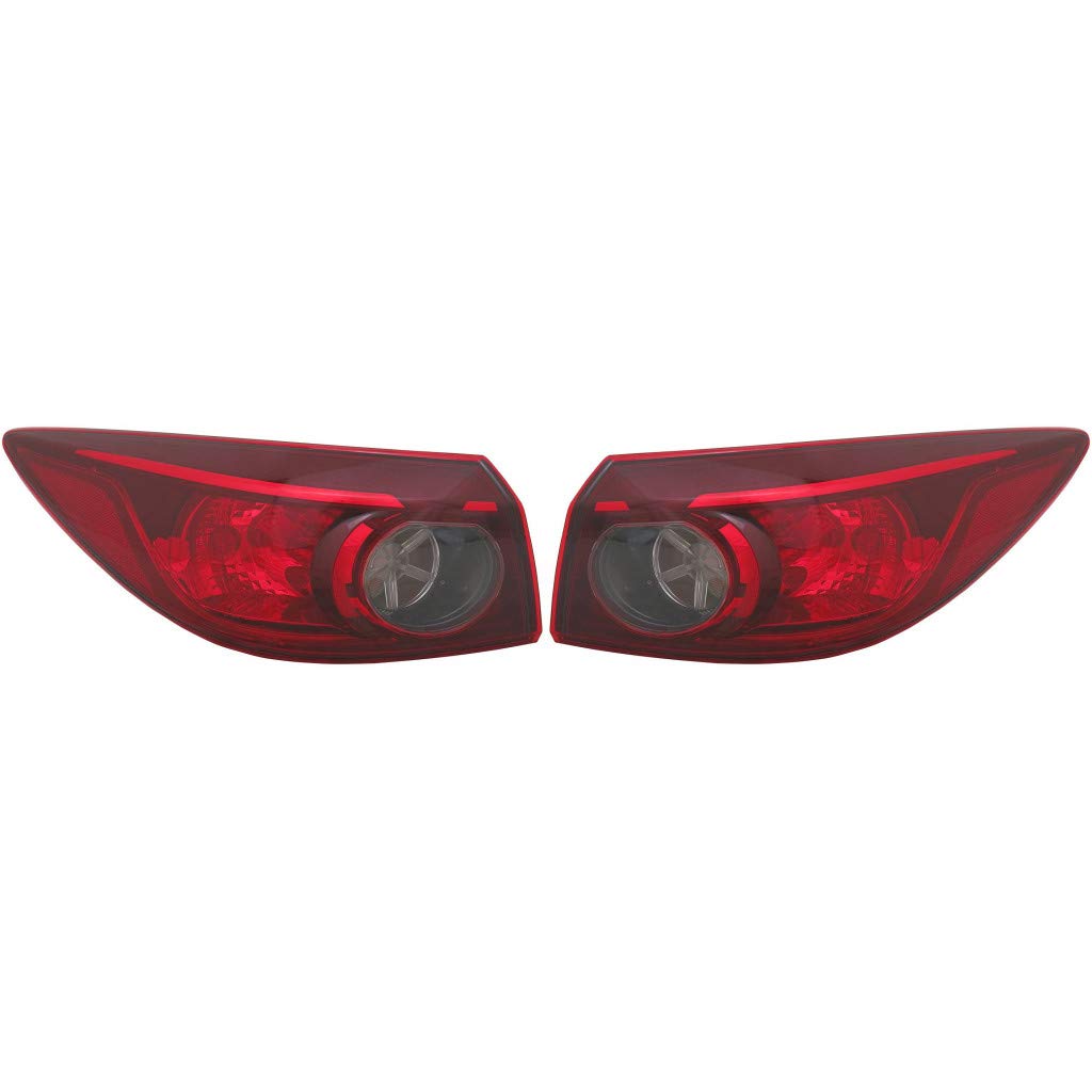 2014-2015 Mazda 3 Sedan Tail Light Pair - Driver & Passenger Side Replacement for MA2804123 | BJT1-51-160A | Outer Bulb Type | Enhanced Night Visibility & Safety