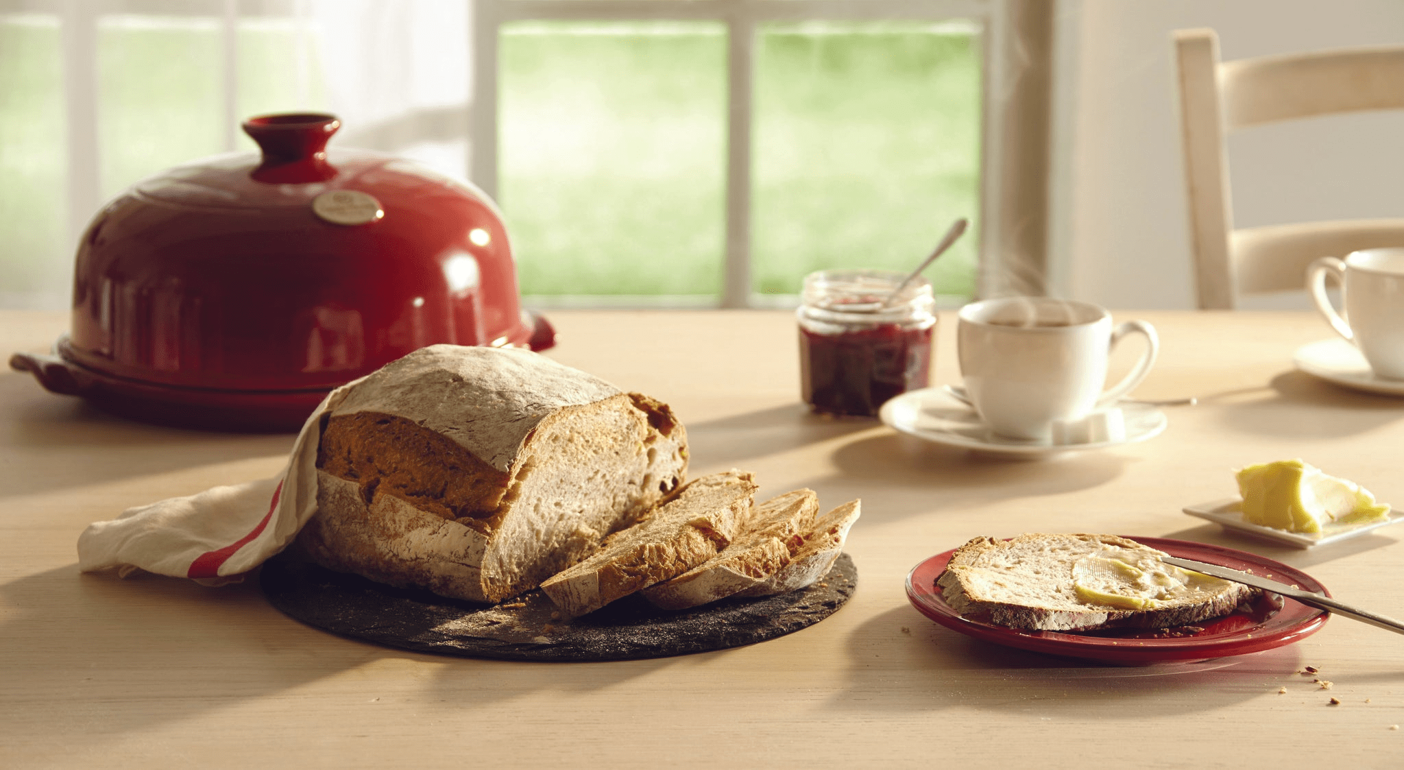 Emile Henry Artisan Bread Cloche - Burgundy Red Ceramic Baking Dome for Perfect Homemade Bread | Ideal for Sourdough, Baguettes & Rustic Loaves
