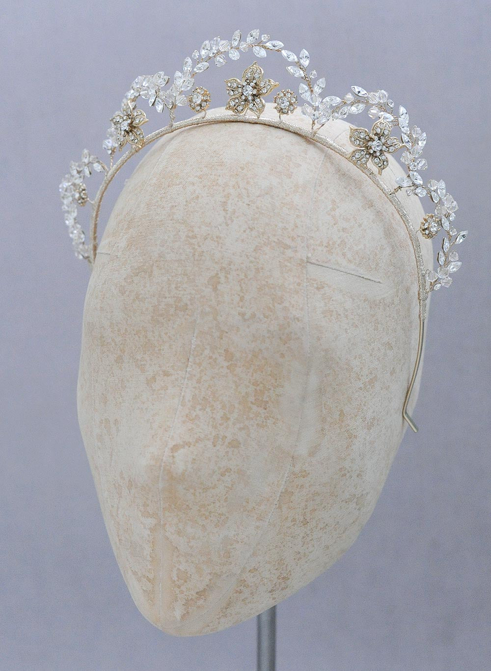 Elegant Floral Tiara with Sparkling Navette Crystal Arches - Style #611 | Perfect for Weddings, Prom, and Special Occasions