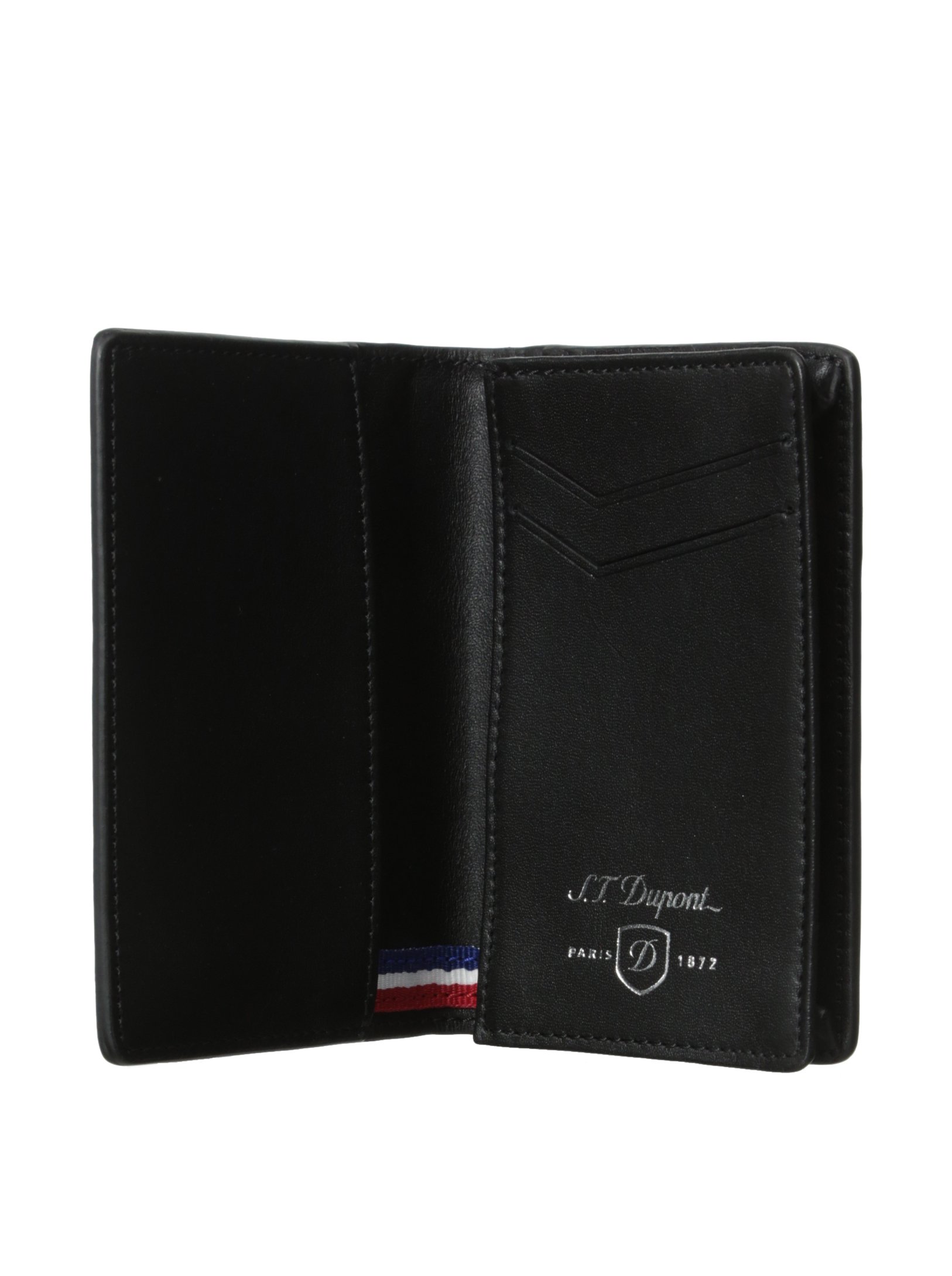 Premium S.T. Dupont Black Leather Business & Credit Card Holder - Slim Wallet for Men | Perfect for Office, Travel & Everyday Use (Model 170004)