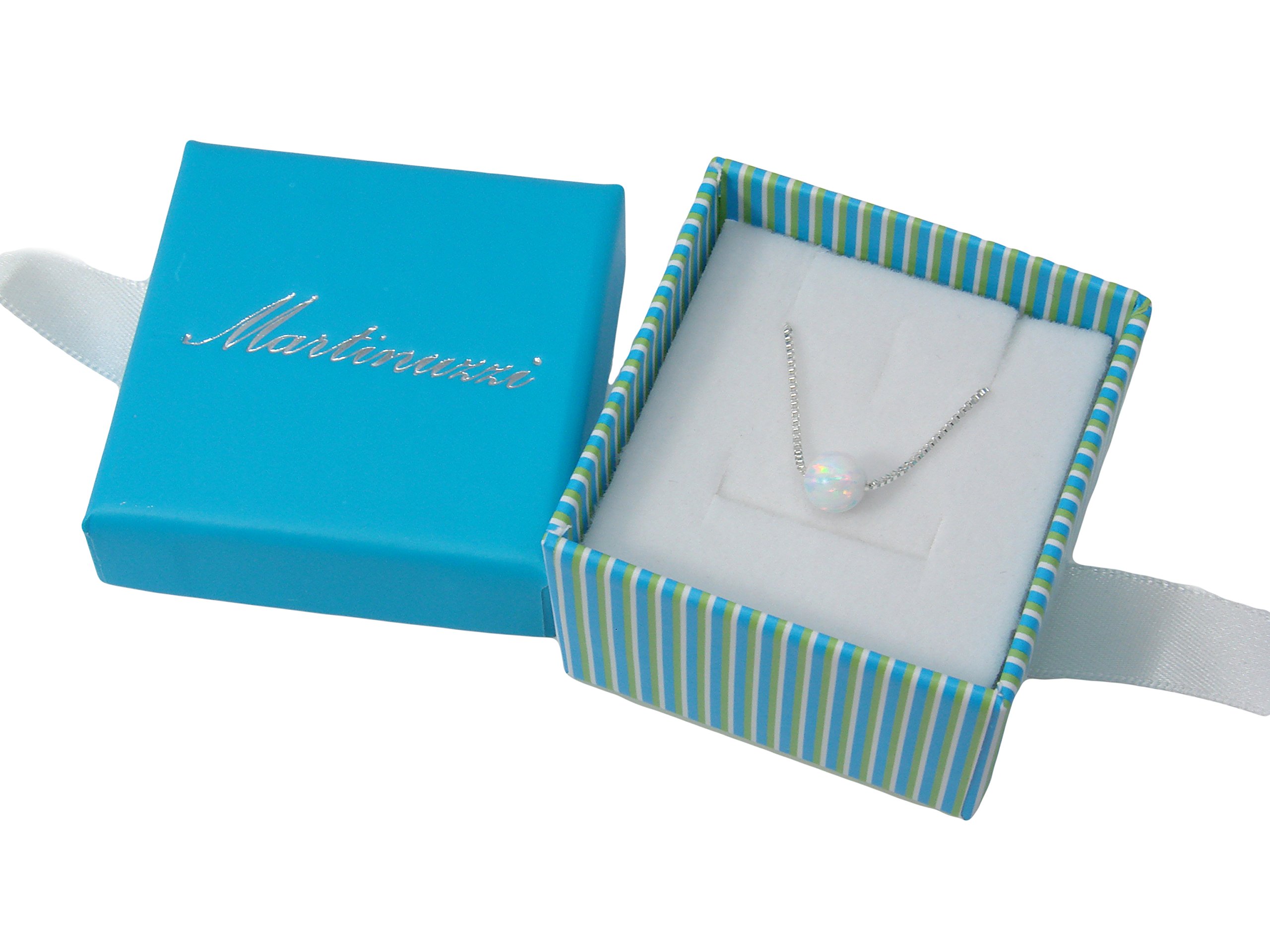 White Opal Ball Sterling Silver Necklace - Little Opal Bead Dot Pendant for Women, Perfect for Everyday Wear, Gift Giving, and Special Occasions