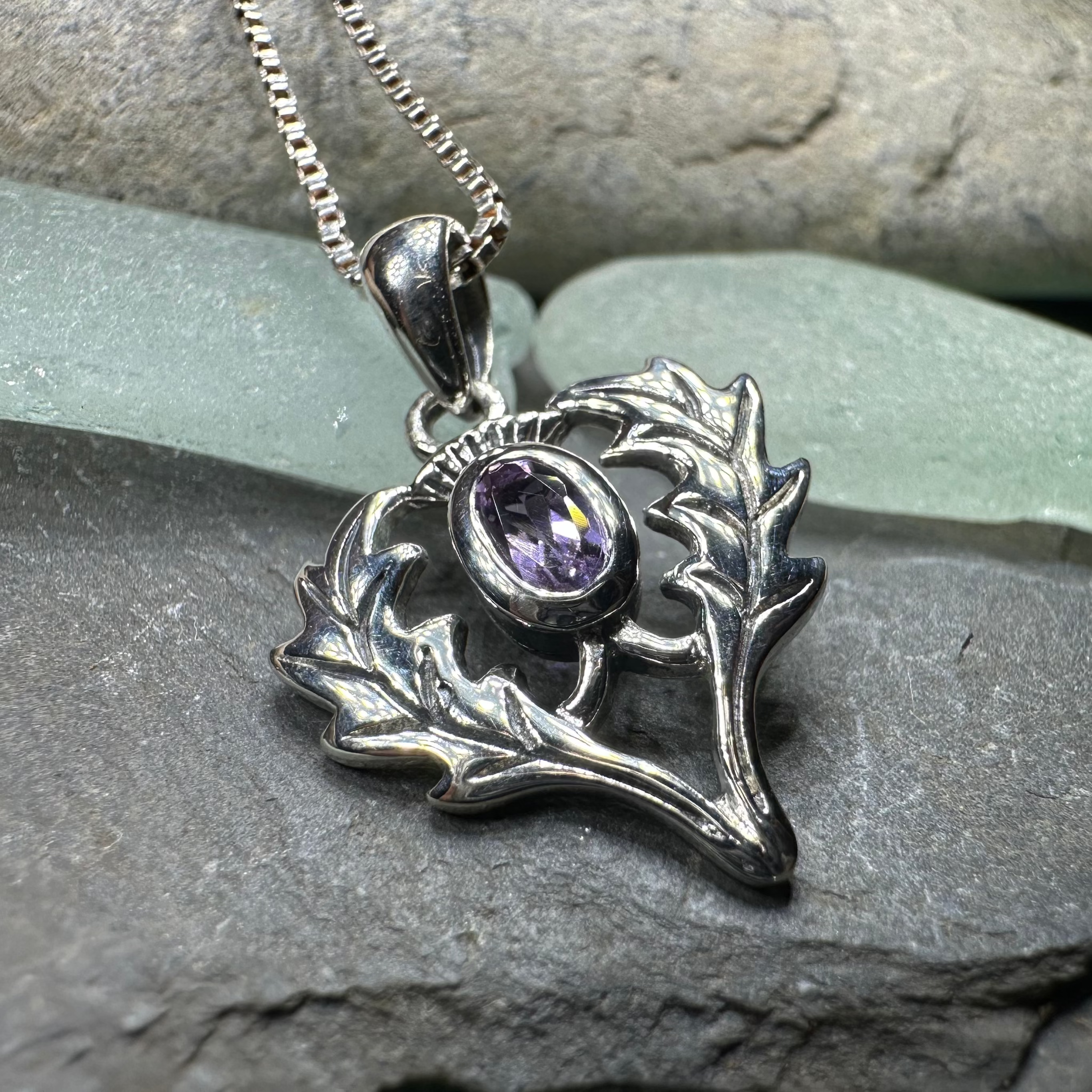 Argyll Thistle Necklace for Women - Scottish Thistle Pendant with Sterling Silver Chain - Perfect for Celtic Jewelry Lovers, Birthday Gifts & Special Occasions