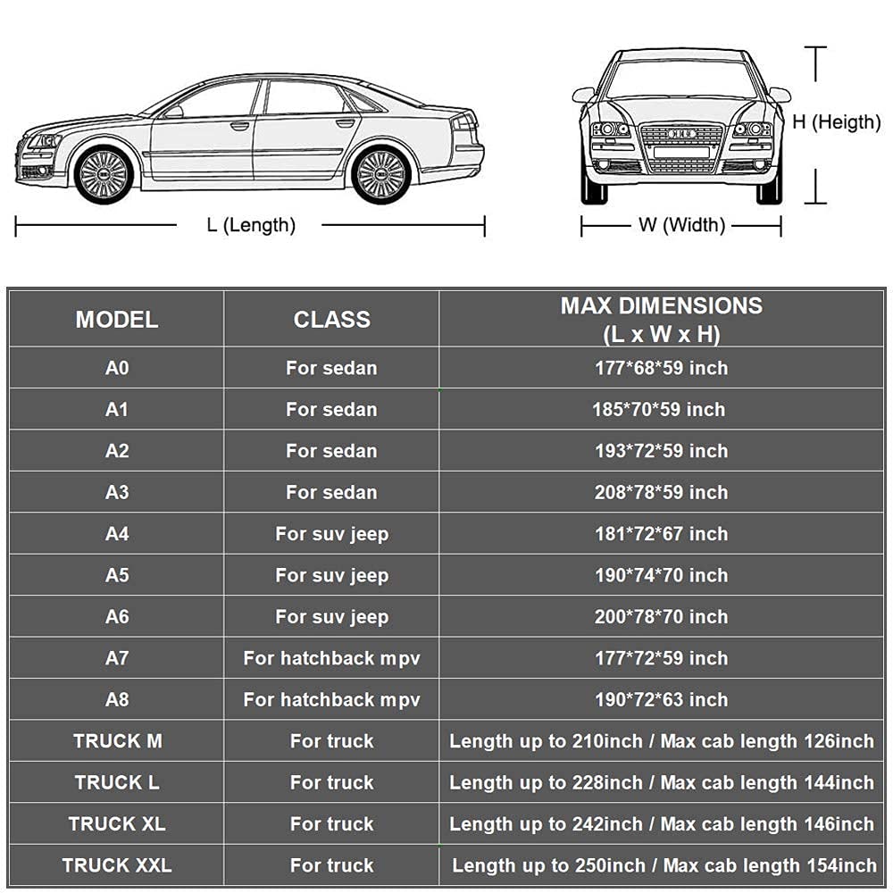 Kayme 6-Layer Waterproof All-Weather Car Cover with Windproof Straps - Universal Fit for Sedans, SUVs & Trucks - Protects from Sun, Rain, Snow & Dust (Outdoor Parking, Long-Term Storage, Travel Protection)