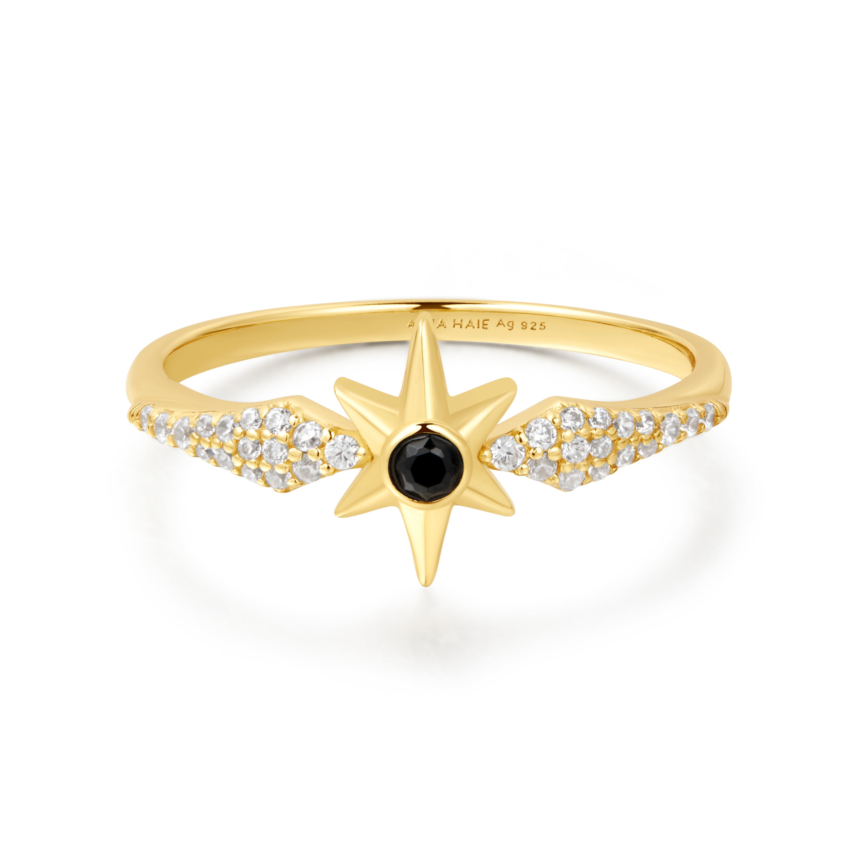 Gold Black Onyx Star Ring for Women - Elegant Zodiac Jewelry Gift for Birthday, Anniversary & Special Occasions