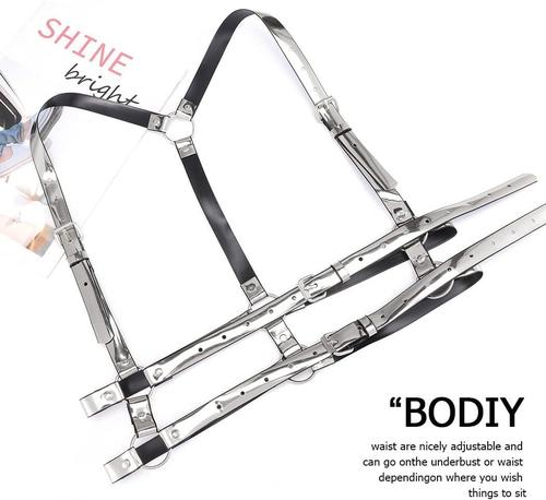 Women's High Waisted Harness Belt - Punk Rock Waist Strap with Mirror Accents for Rave, Gothic & Festival Outfits - Perfect for Concerts, Cosplay & Alternative Fashion
