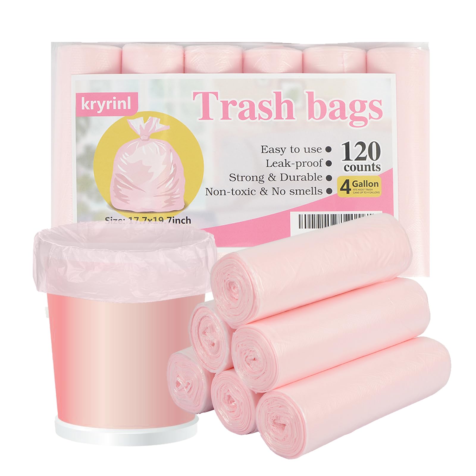4 Gallon Trash Bags - Heavy Duty Tall Kitchen Garbage Bags, Extra Strong Leak Proof Liners for Bathroom, Bedroom, Office | Perfect for Waste Disposal, Cleaning & Organizing Spaces