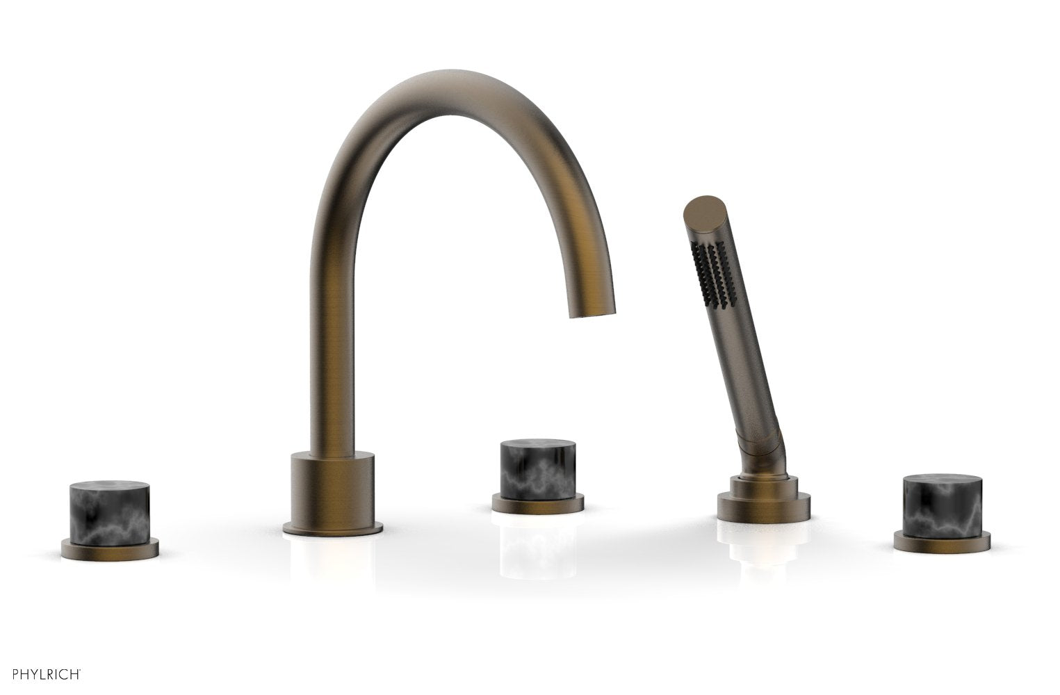 Premium BASIC II Deck Tub Set with Hand Shower - Black Marble Design 230 50 - Perfect for Modern Bathroom Renovation & Spa-Like Relaxation