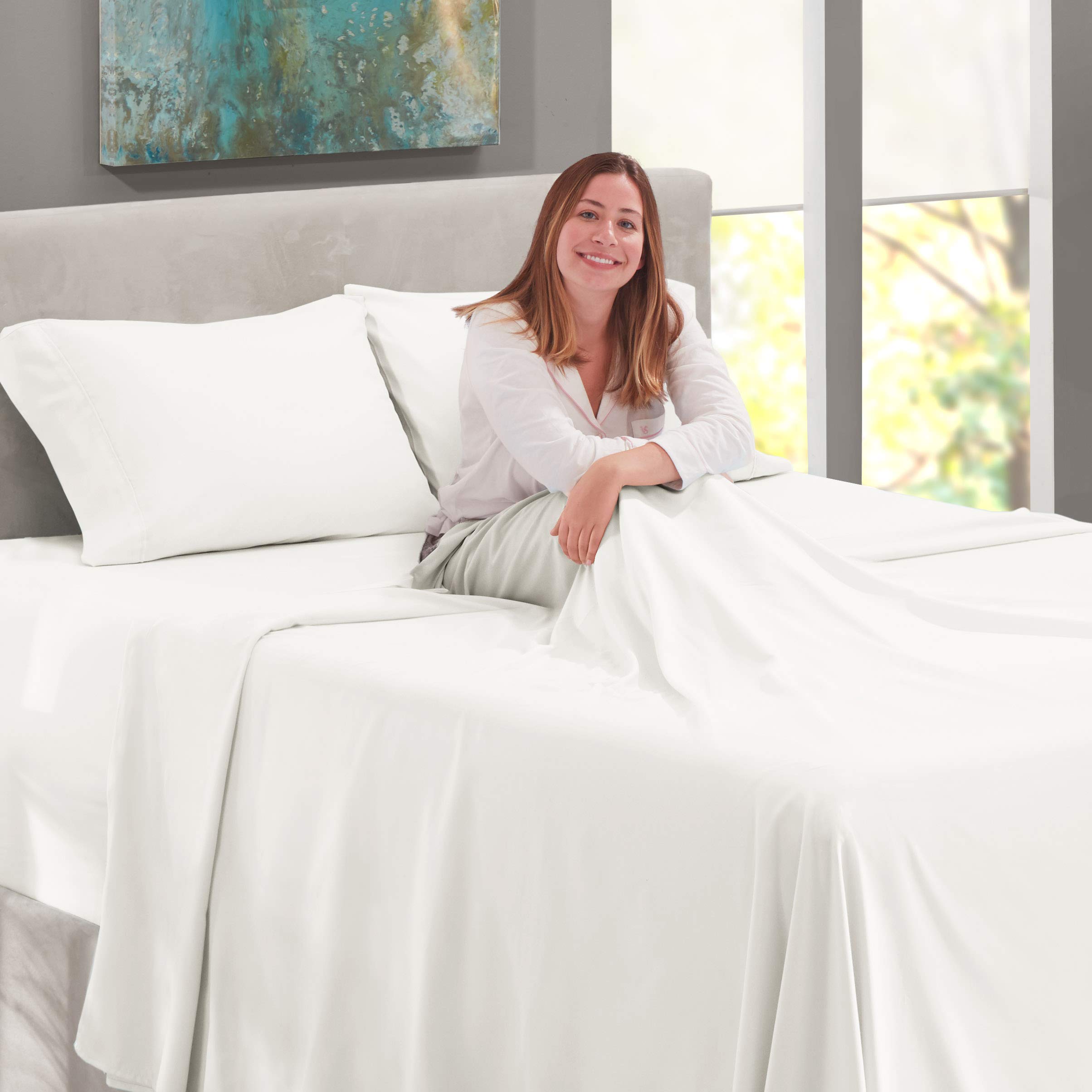 Luxury 100% Cotton 800 Thread Count King Size Sheet Set - 4 Piece Hotel Quality Bedding with 21