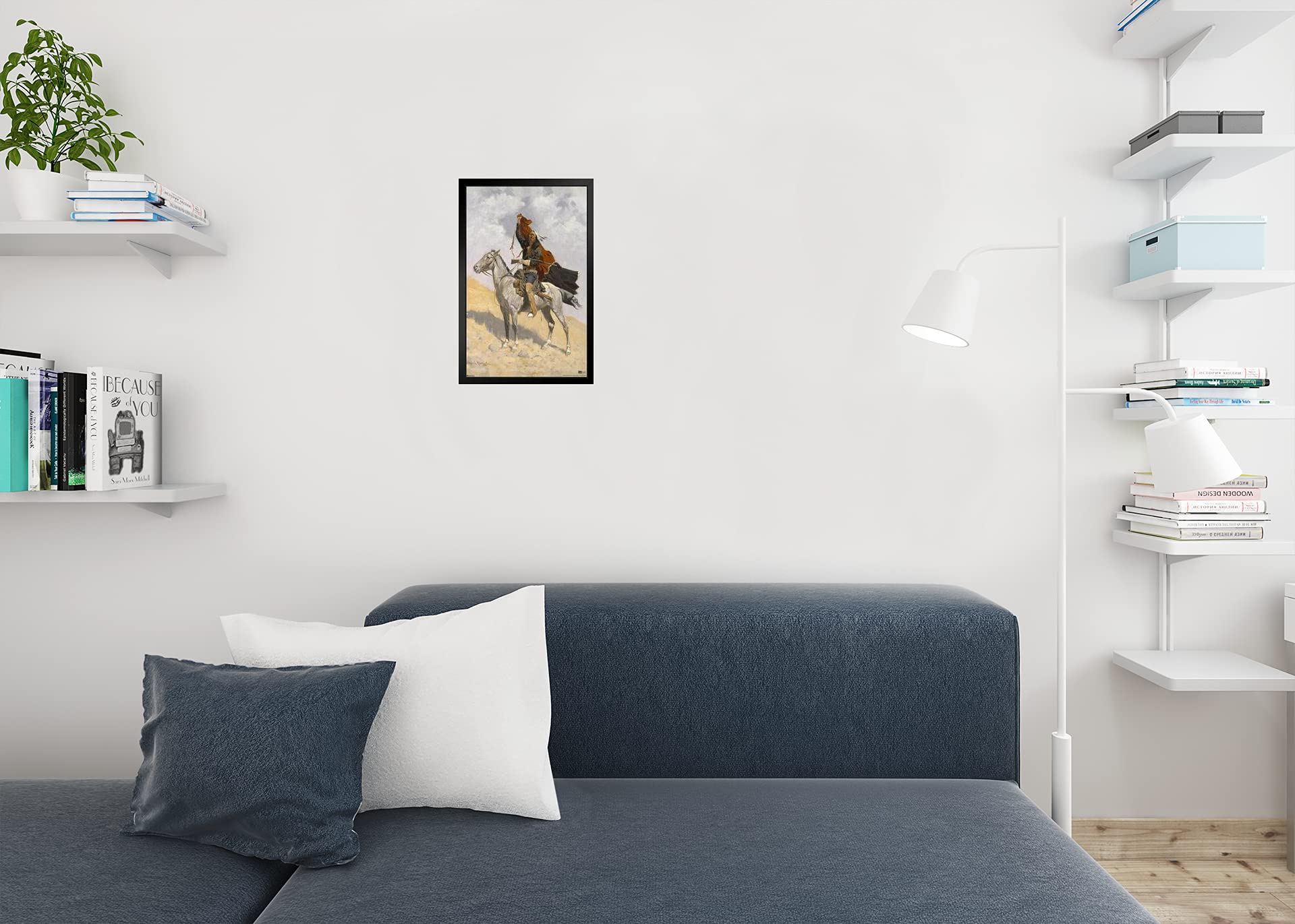 Frederic Remington Western Art Print - Black Wood Framed Cowboy & Horse Painting (14x20) - Perfect for Western Decor, Ranch Style Homes & Wild West Themed Rooms