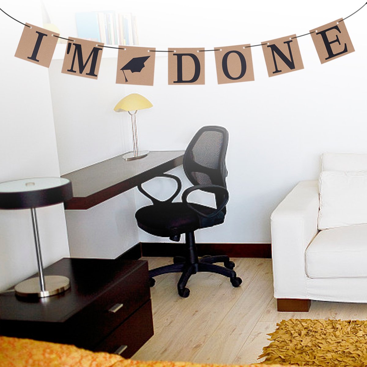 LUOEM I'm Done 2019 Graduation Banner - Congrats Grad Sign for High School & College Graduation Decorations - Perfect for Graduation Party Decor & Photo Backdrop