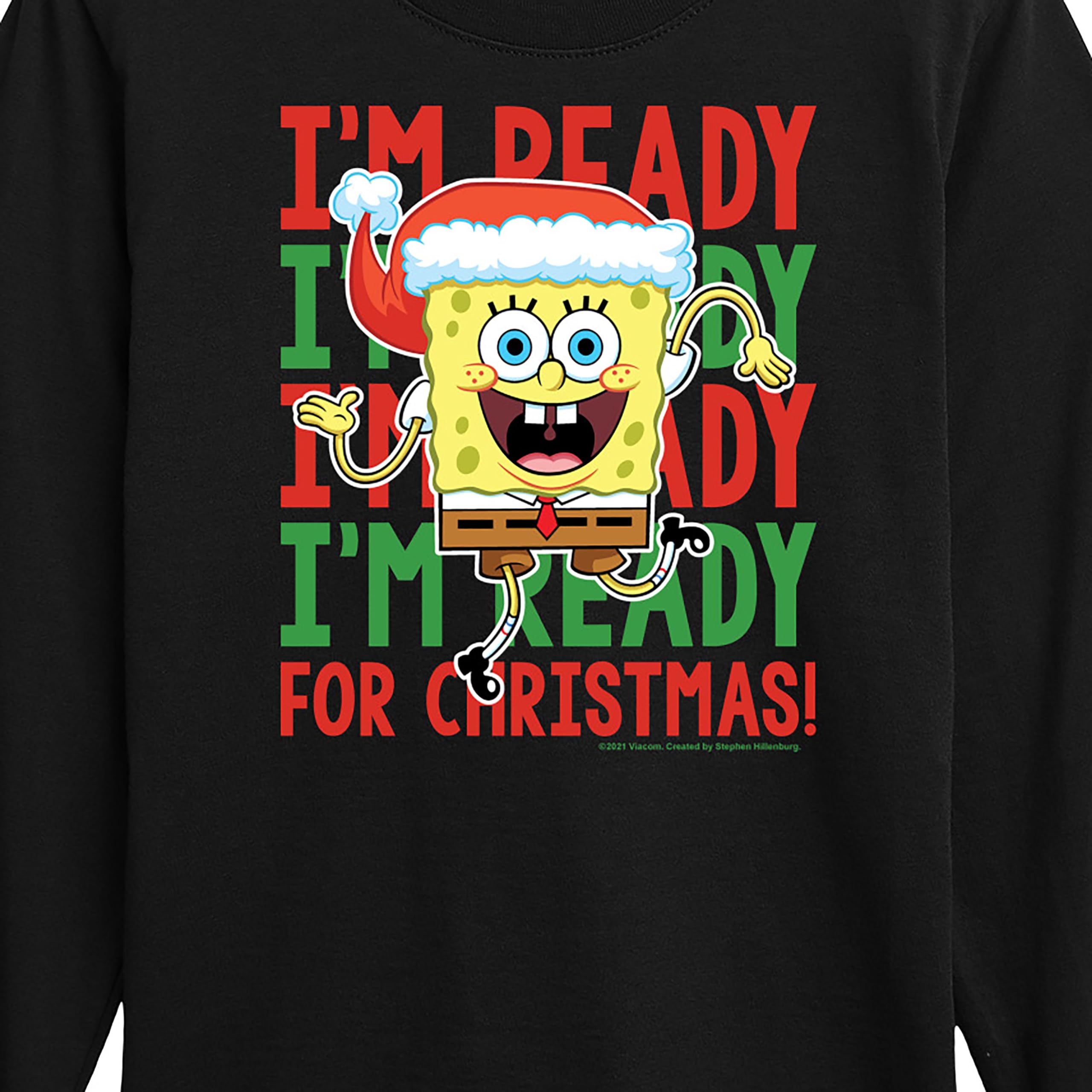 HYBRID APPAREL Spongebob Squarepants Christmas Graphic T-Shirt - Long Sleeve Holiday Tee for Toddlers & Kids - Perfect for Christmas Parties & Family Gatherings