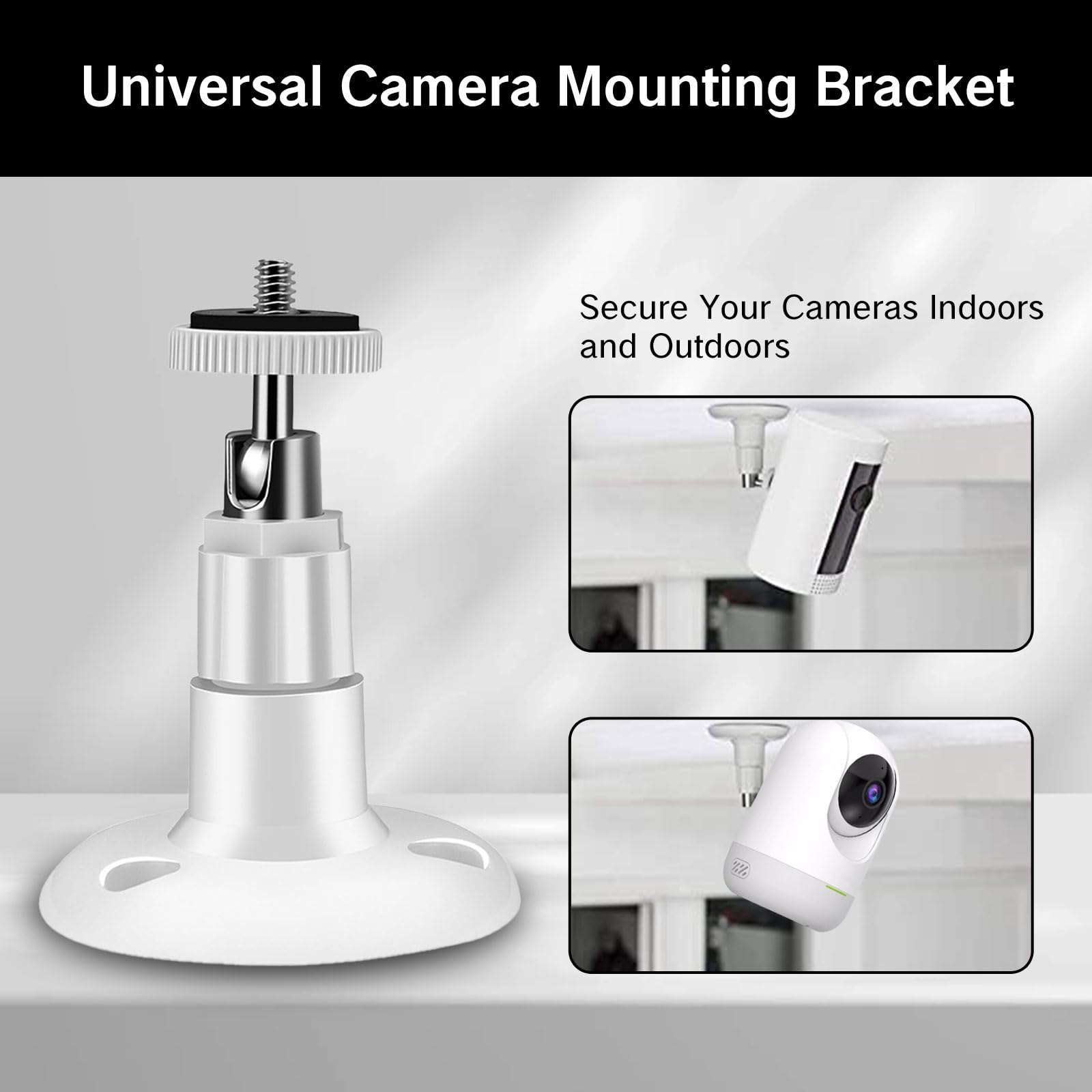 No Drill Ring Indoor/Outdoor Camera Mount Kit - 360° Adjustable Ceiling & Wall Bracket for Ring HD/2/3/4 Security Cameras | Adhesive & Screw Installation | Perfect for Home, Office & Garage Surveillance