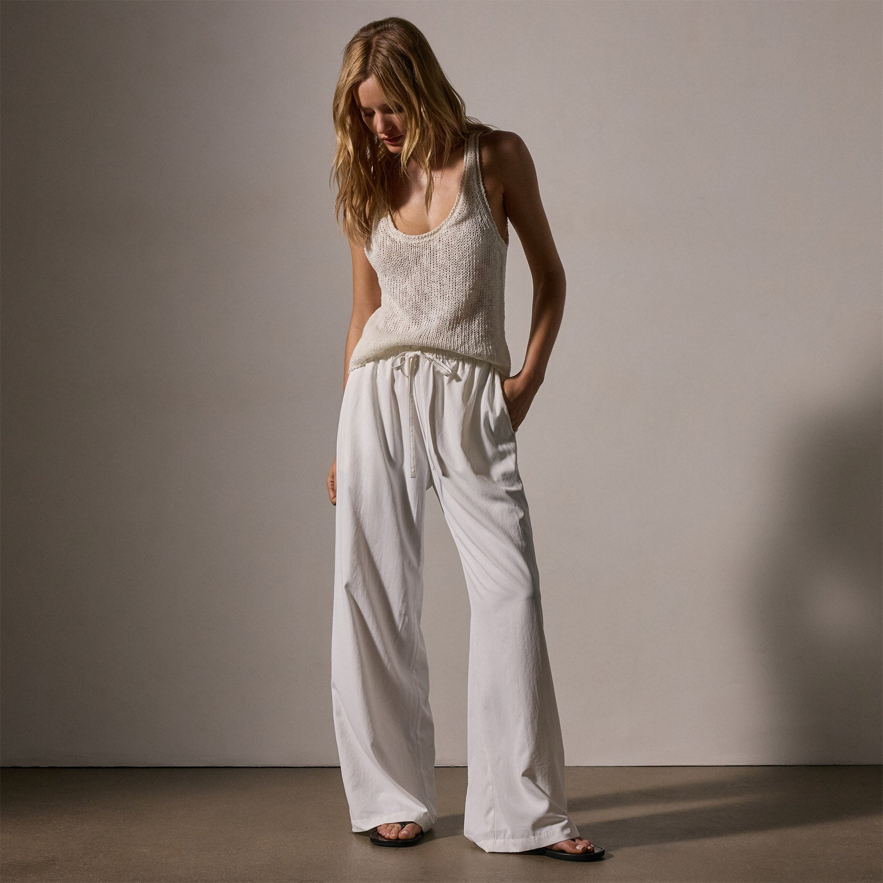 Lightweight Matte Sateen Trousers for Women - White | Comfortable Office Pants, Business Casual Work Pants, Travel & Everyday Wear