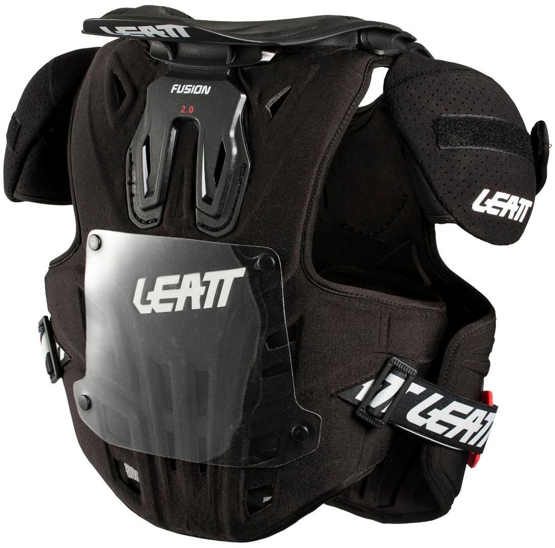 Leatt Brace Kids' Fusion 2.0 Junior Protective Vest - Black, Small-Medium Size for Youth Motocross & ATV Riding - Lightweight Chest Protector for Off-Road Safety Gear