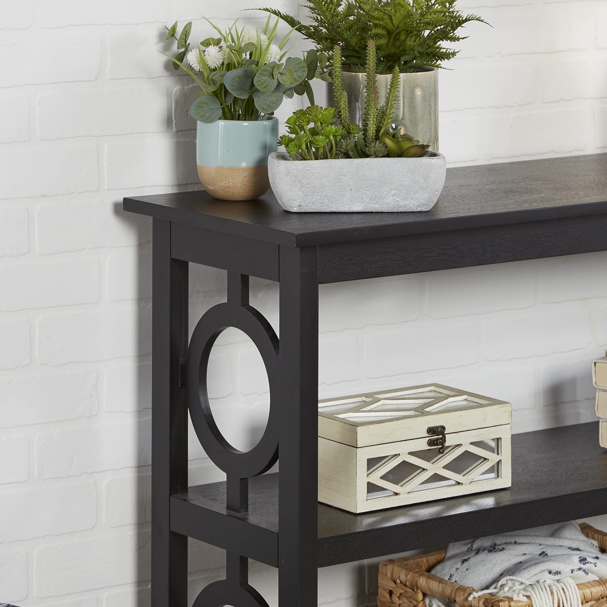 Decor Therapy Grafton 3-Shelf Bookcase in Black - Medium Size Wooden Bookshelf for Living Room, Bedroom & Office Storage