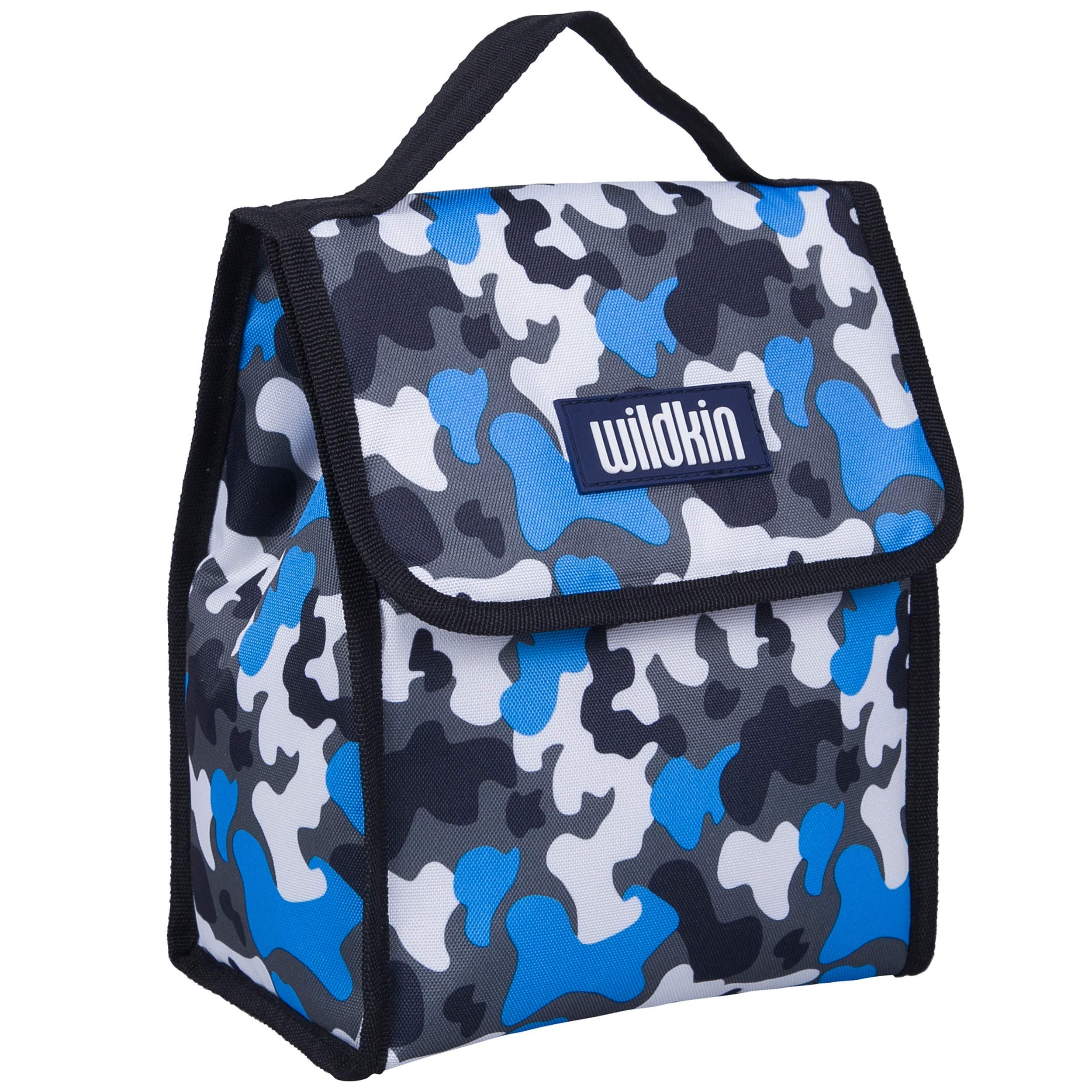 Wildkin Kids Insulated Lunch Bag - Reusable Thermal Lunch Box for School, Travel & Picnics - Keeps Food Hot/Cold - Blue Camo Design - Perfect for School Lunches, Day Trips & Outdoor Activities