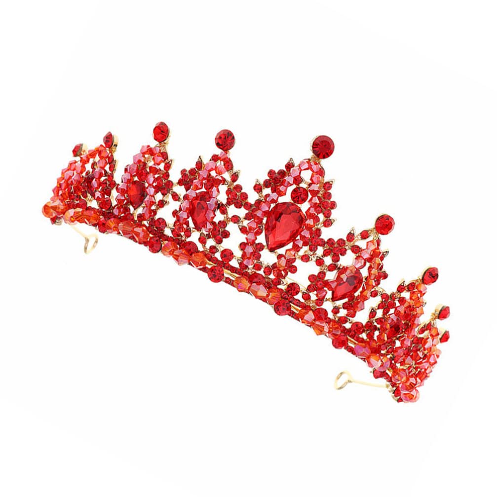 Exquisite Red Rhinestone Crown Headpiece for Women - Elegant Bride & Party Hair Accessory | Perfect for Weddings, Prom, Pageants & Special Occasions