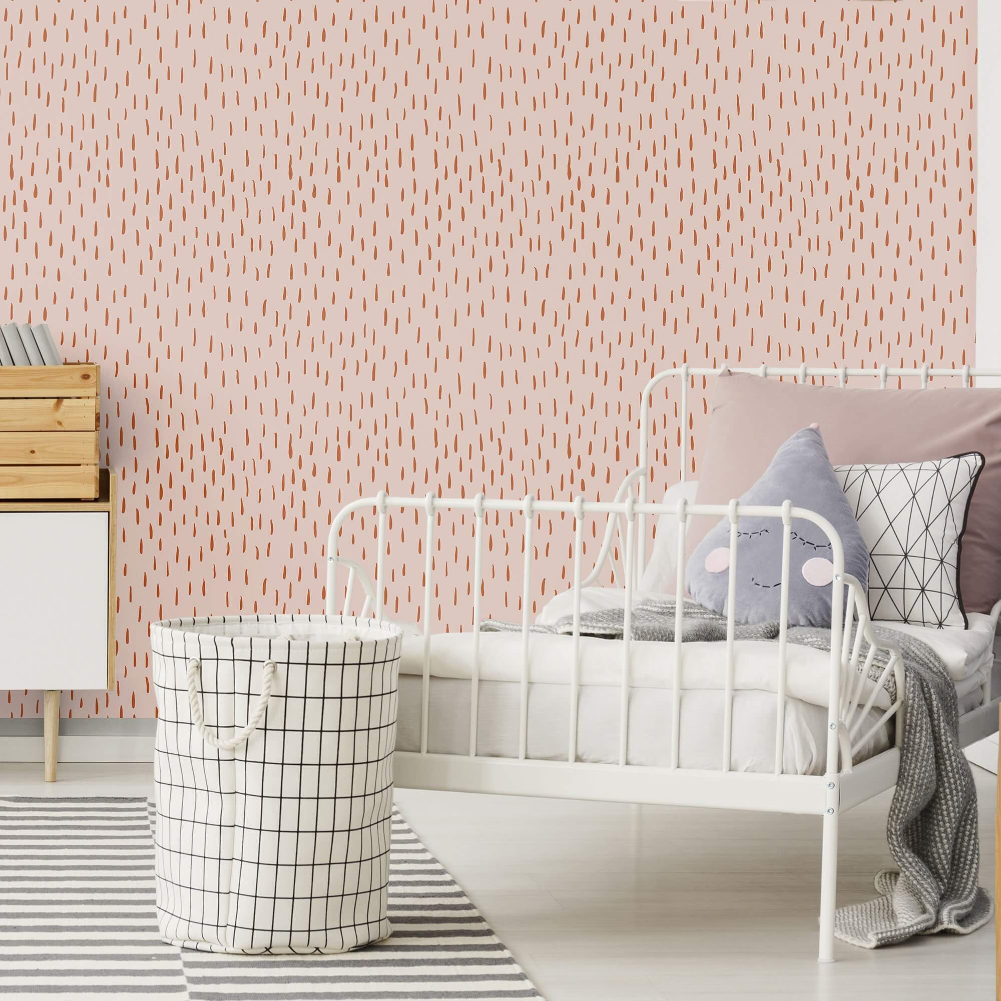 Coral Rusty Rain Drops Peel and Stick Removable Wallpaper - Self-Adhesive Wall Decor for Bedroom, Living Room & Nursery - Easy to Install & Remove
