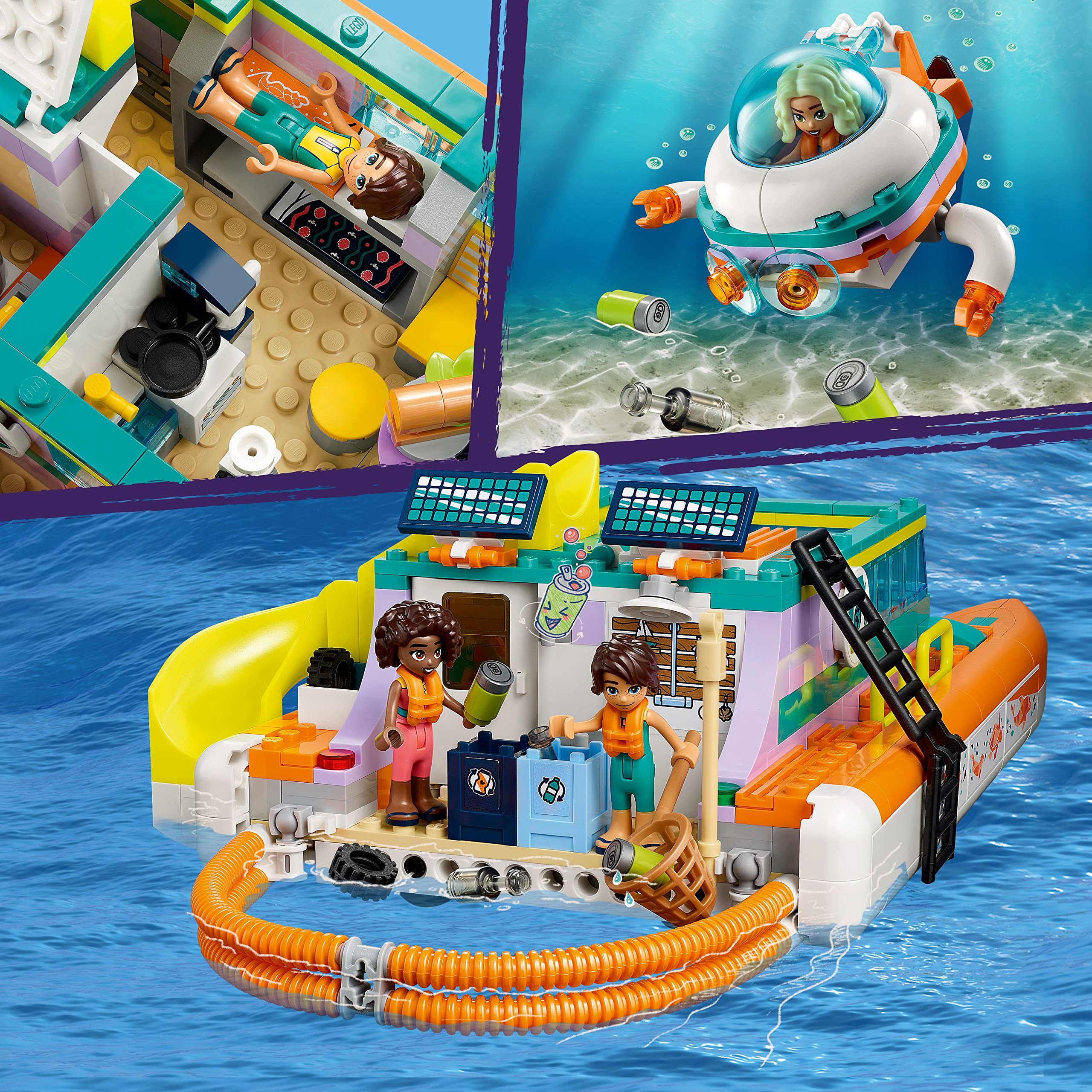 LEGO Friends Sea Rescue Boat 41734 Building Toy Set - 4 Mini-Dolls, Submarine & Baby Dolphin Included | STEM Educational Toy for Kids Ages 7+ | Perfect for Ocean-Themed Birthday Gifts & Creative Role Play Scenarios