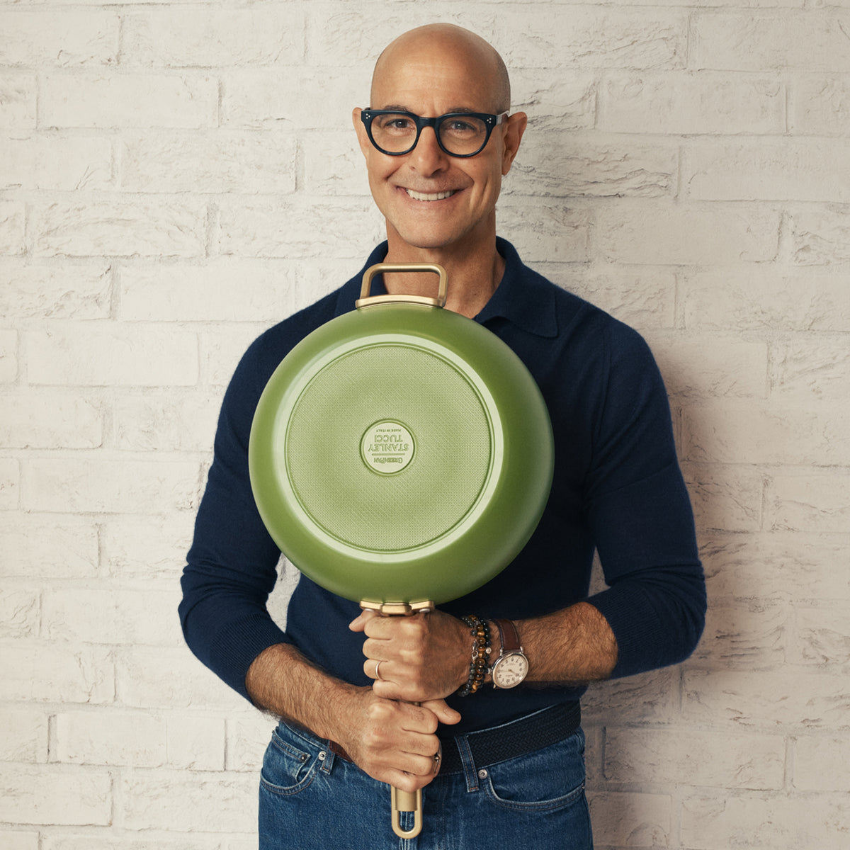 Stanley Tucci™ Ceramic Nonstick 4.5 Quart Saucepan with Lid - Eco-Friendly Cookware for Healthy Cooking | Perfect for Pasta, Soups & Sauces | Tuscan Olive Collection
