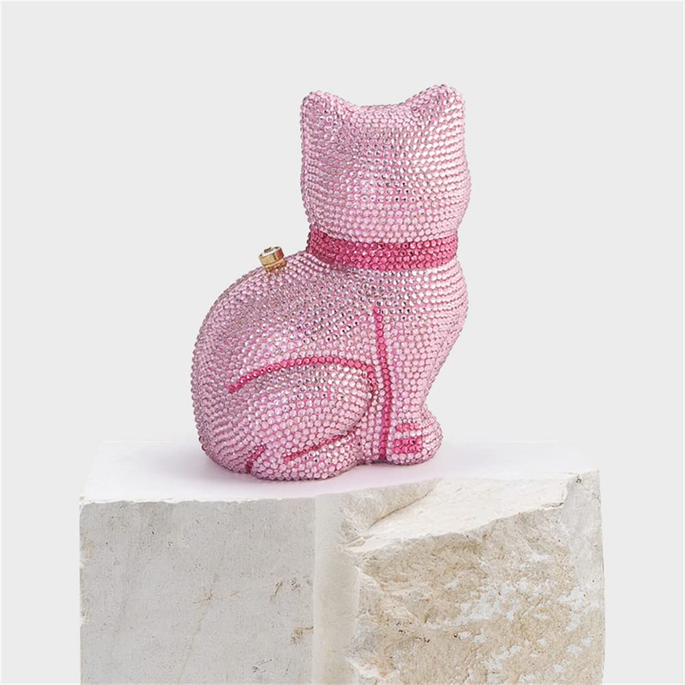 Sparkling Crystal Rhinestone Cat Evening Clutch Purse - Elegant Women's Mini Shoulder Bag for Banquet, Prom, Party & Date Night | Black Cat Design Handbag