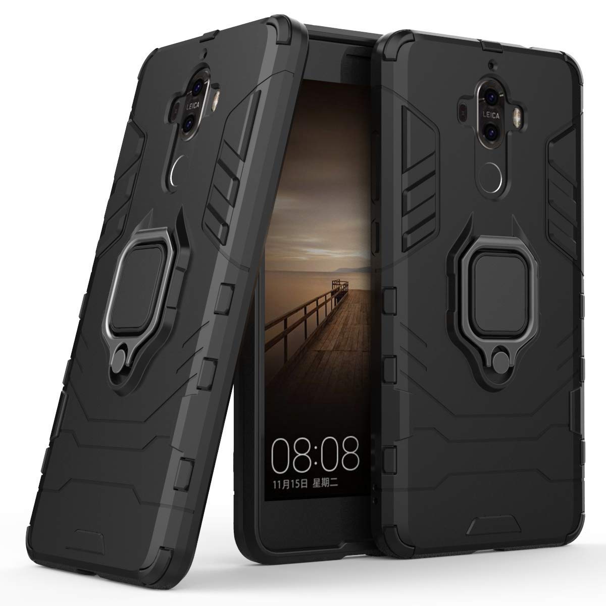 Magnetic Car Phone Holder & 360 Protective Case for Huawei Mate 9 - Compatible with Huawei Mate 9 (Black) | Perfect for Driving, Commuting & Hands-Free Use