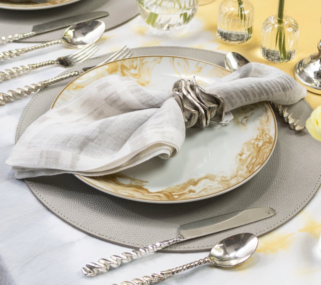 Luxury Shagreen Placemats Set of 4 - Waterproof & Heat-Resistant Table Mats for Dining, Kitchen, and Party Decor - Elegant Home Tableware for Everyday Use and Special Occasions