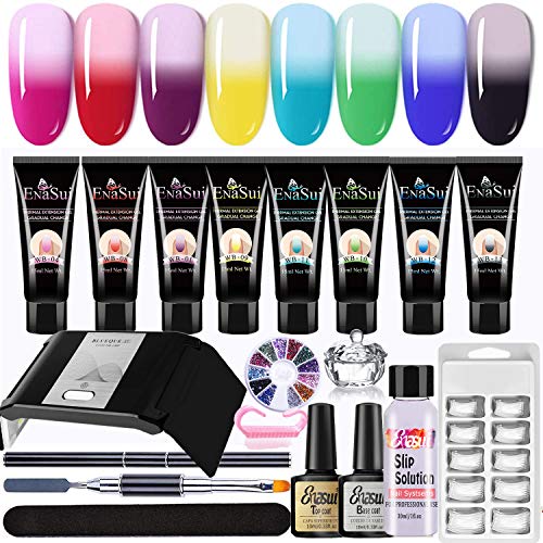 8 Colors 15g Builder Gel Nail Kit with 36W LED Lamp - Professional Nail Extension Starter Set for Salon & Home Use