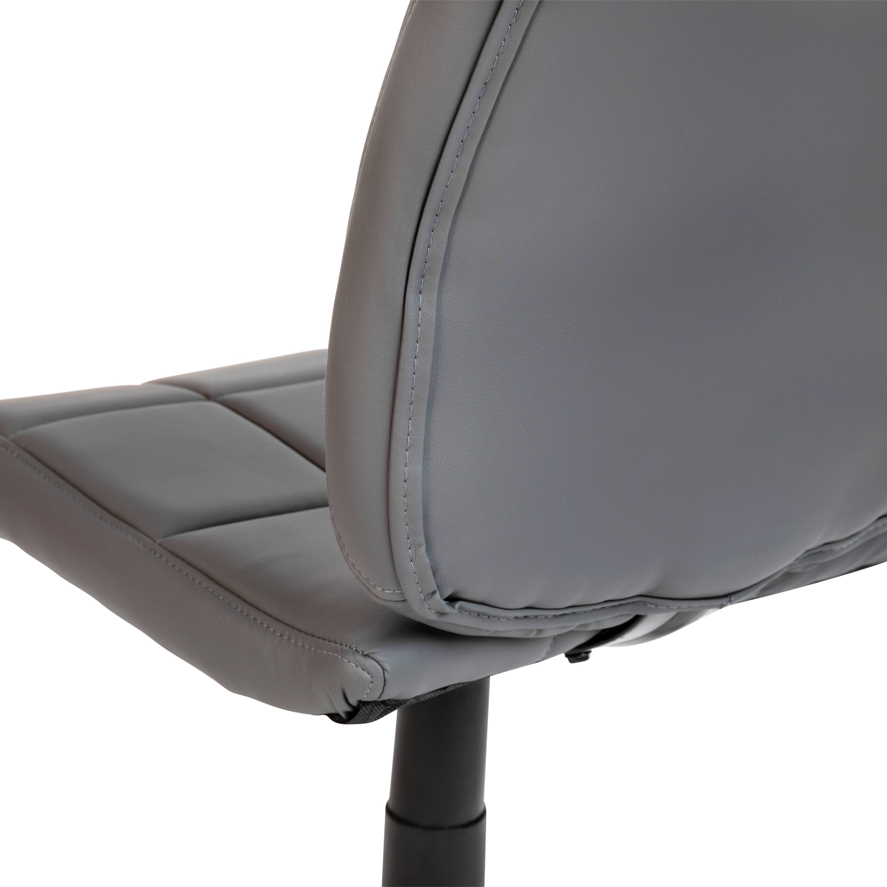FLASH Clayton Mid Back Black Quilted Vinyl Swivel Task Office Chair with Arms - Ergonomic Desk Chair for Home Office, Computer Workstation & Conference Room