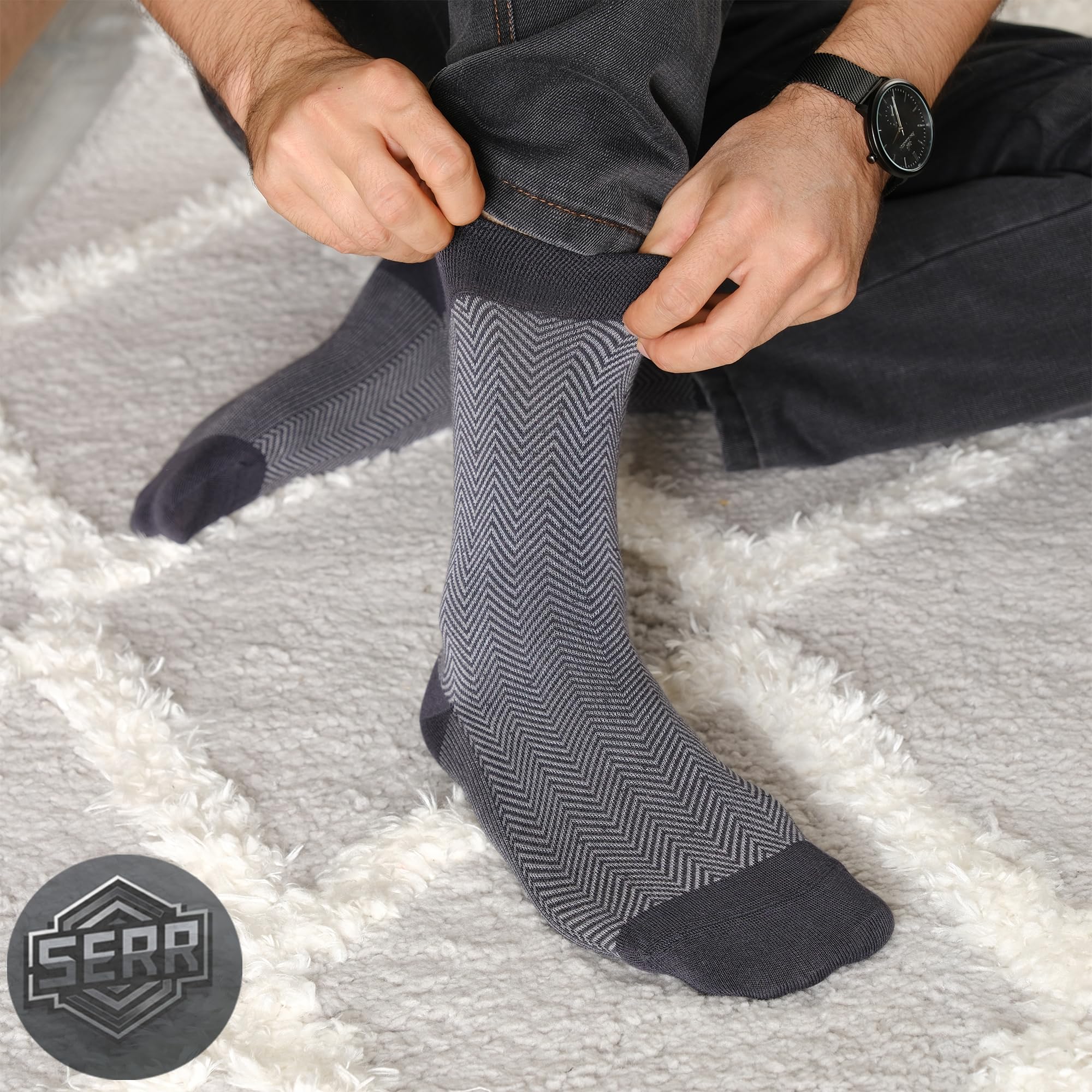 Premium Men's Dress Socks - 5 Pairs Rayon Bamboo Crew Socks for Business & Casual Wear - Breathable Comfort Socks with Gift Box - Ideal for Office, Weddings & Daily Use - Perfect Gift for Men
