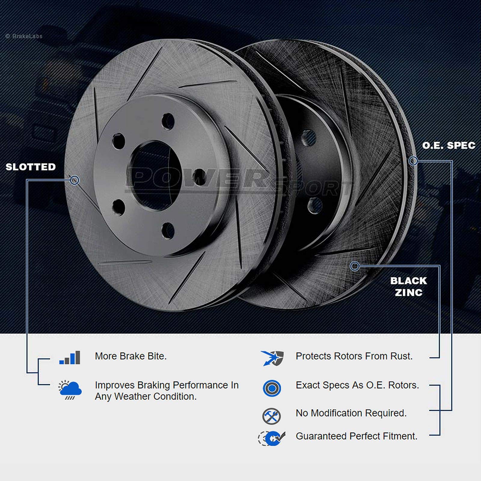 BRAKELABS POWERSPORT Front & Rear Brake Kit - Ceramic Brake Pads & Rotors for 1998-1999 Acura CL | High-Performance Braking System for Smooth Stops & Enhanced Safety | Perfect for Daily Commuting, Highway Driving & Performance Upgrades