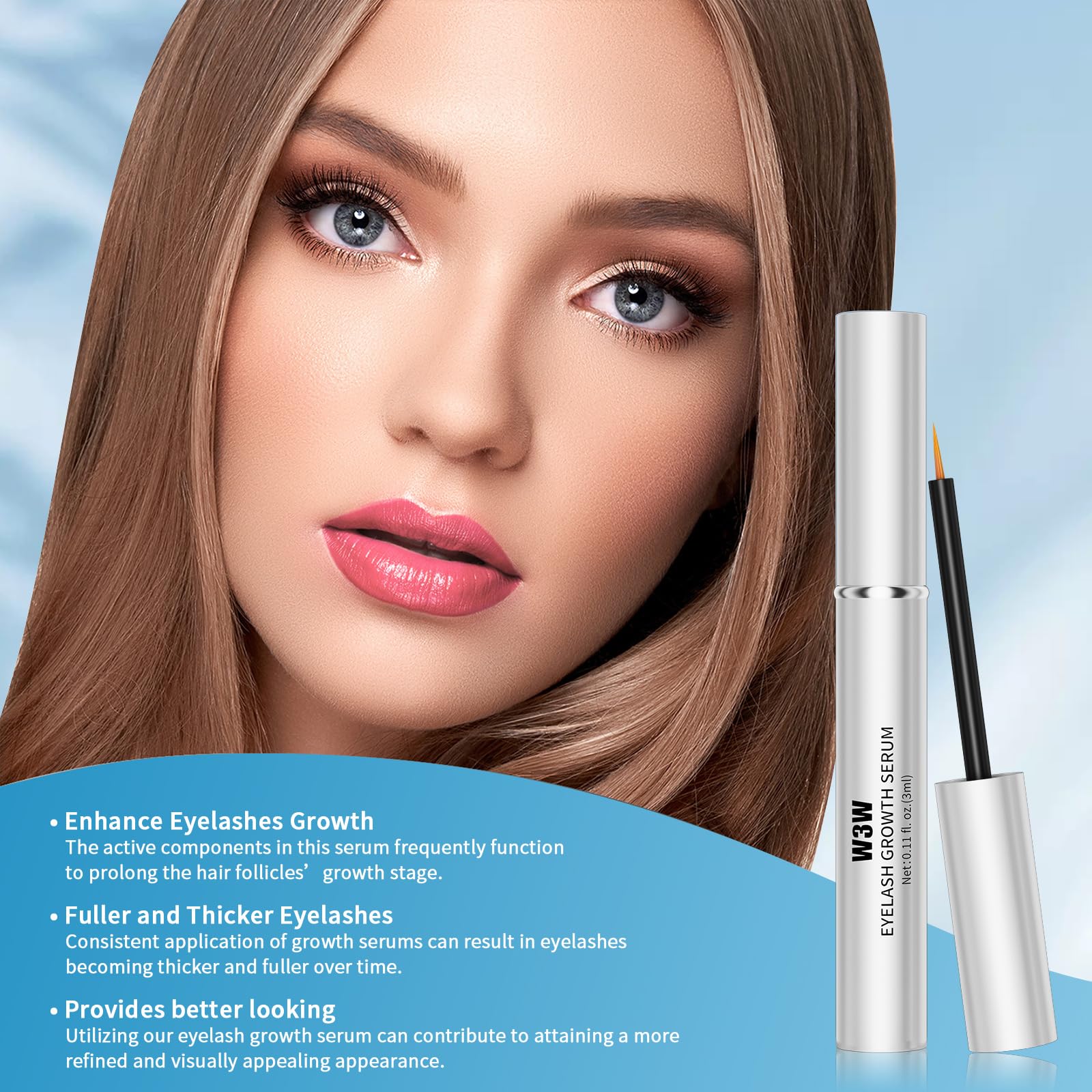 Premium Eyelash Growth Serum - Natural Lash Enhancer for Longer, Fuller & Thicker Lashes | Gentle Formula with Nourishing Ingredients | 3ml Bottle | Perfect for Daily Use & Special Occasions