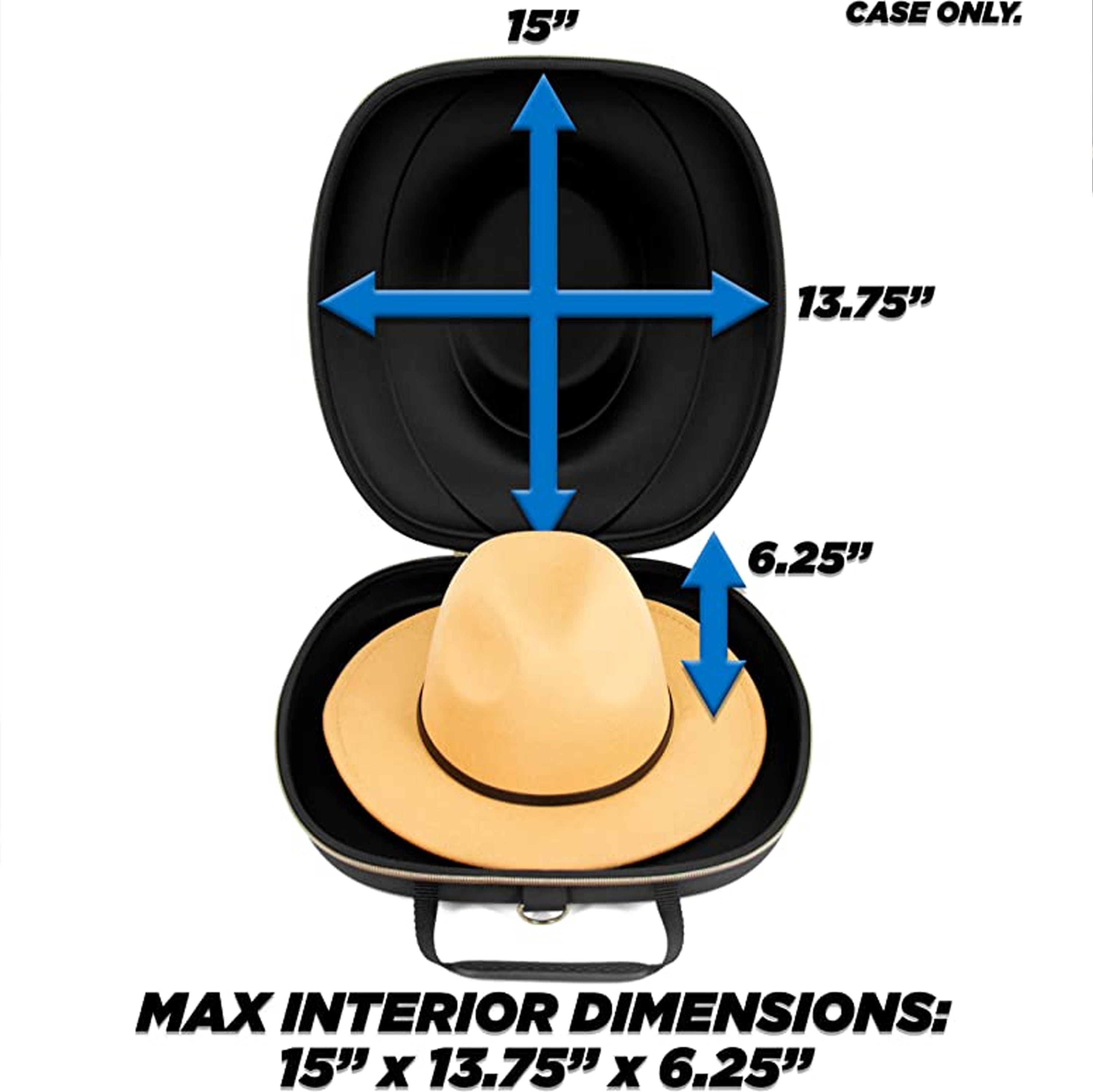 CASEMATIX Premium Hat Travel Case for Fedora, Panama, Bowler Hats - Durable Shoulder Strap & Protective Insert for Wide-Brim Hats Up to 3