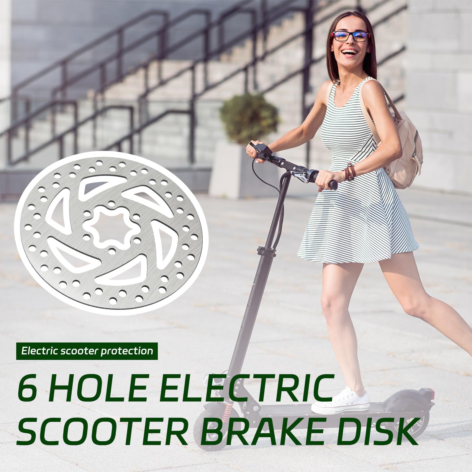 140mm Stainless Steel 6 Hole Electric Scooter Brake Disc with 6 Screws - High Performance Replacement Brake Rotor for Electric Scooter Upgrades & Modifications - Perfect for Commuting, Off-Roading, and Urban Riding