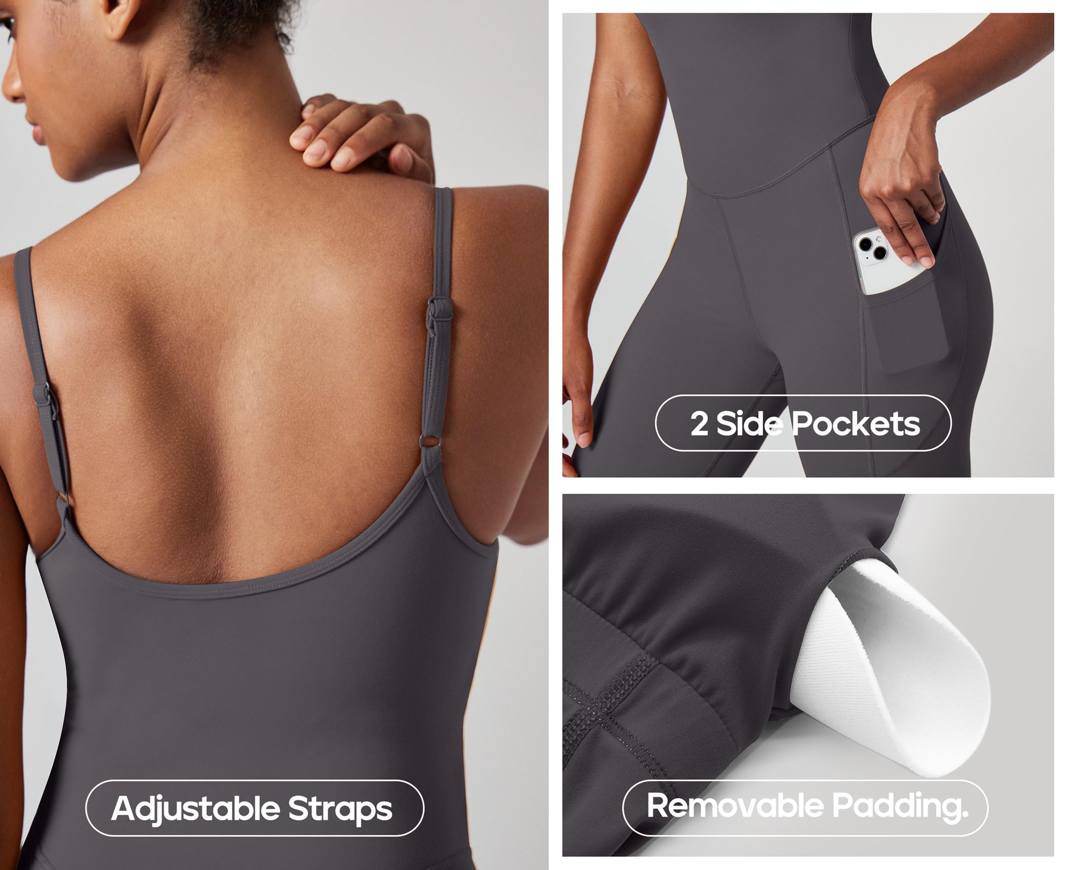 IUGA Women's Blue Casual Flare Jumpsuit - Built-in Bra, Tummy Control & Pockets - Perfect for Yoga, Travel & Everyday Wear