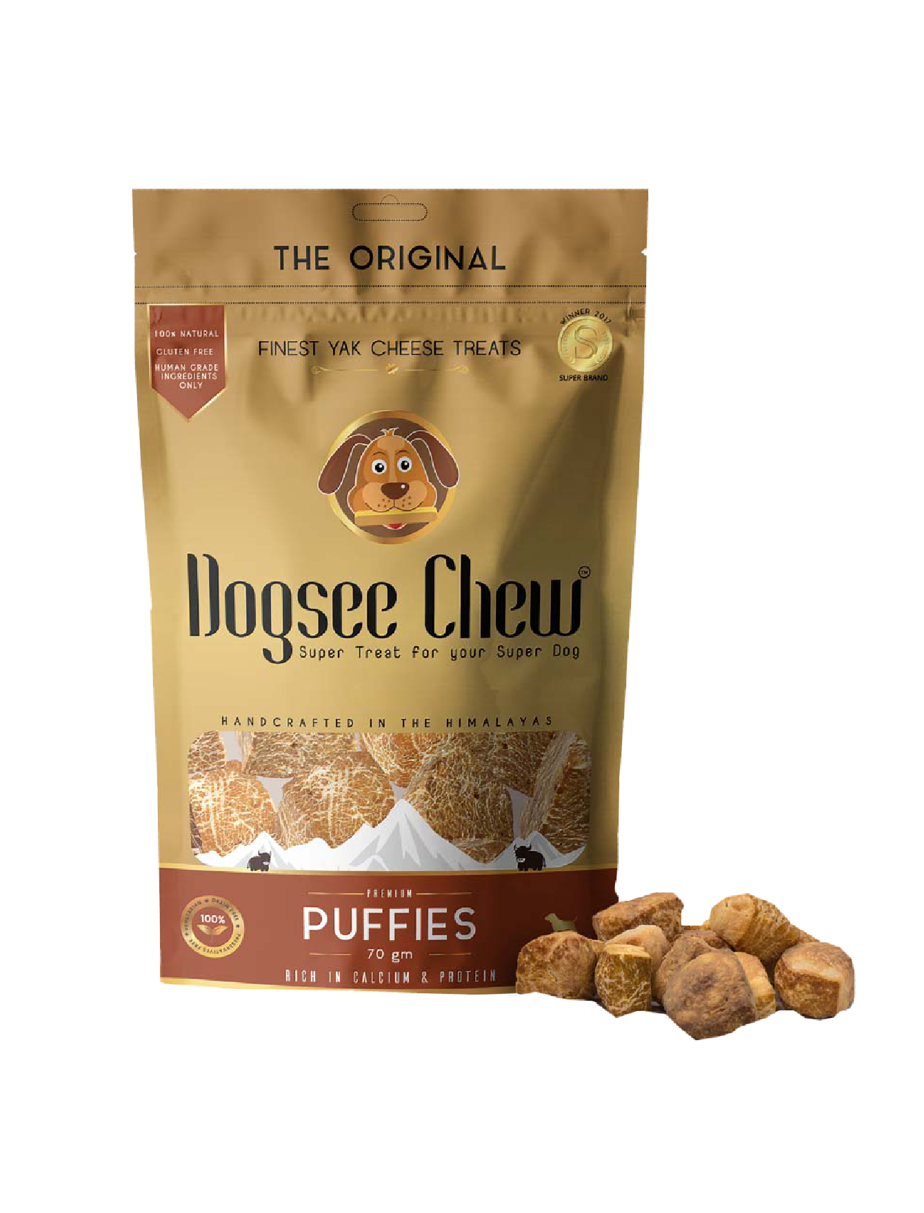 Organic Himalayan Cheese Dog Treats - Dogsee Chew Puffies 70g | Healthy Natural Snacks for Small & Large Dogs | Training Rewards & Dental Chews