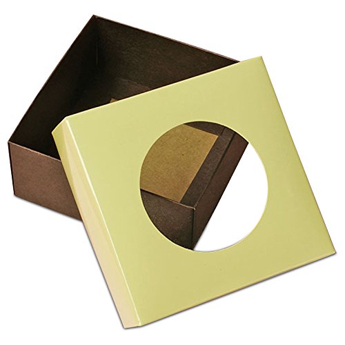 Paper Mart 100-Pack 8x8x2.5 Inch Round Window Cookie Boxes - Pistachio & Chocolate Color - Perfect for Bakery, Dessert Packaging & Gift Giving