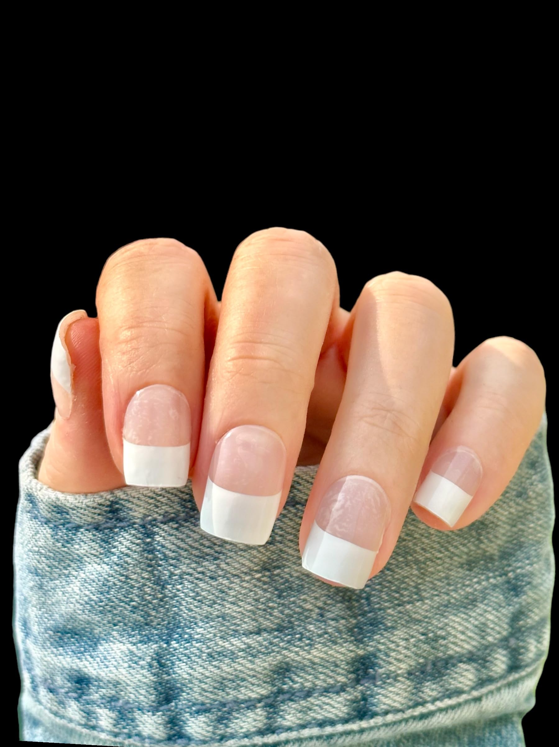 22 Premium Semi-Cured Gel Nail Polish Strips for Short Nails with French Tip & Application Accessories - Perfect for Home Manicures & Special Occasions
