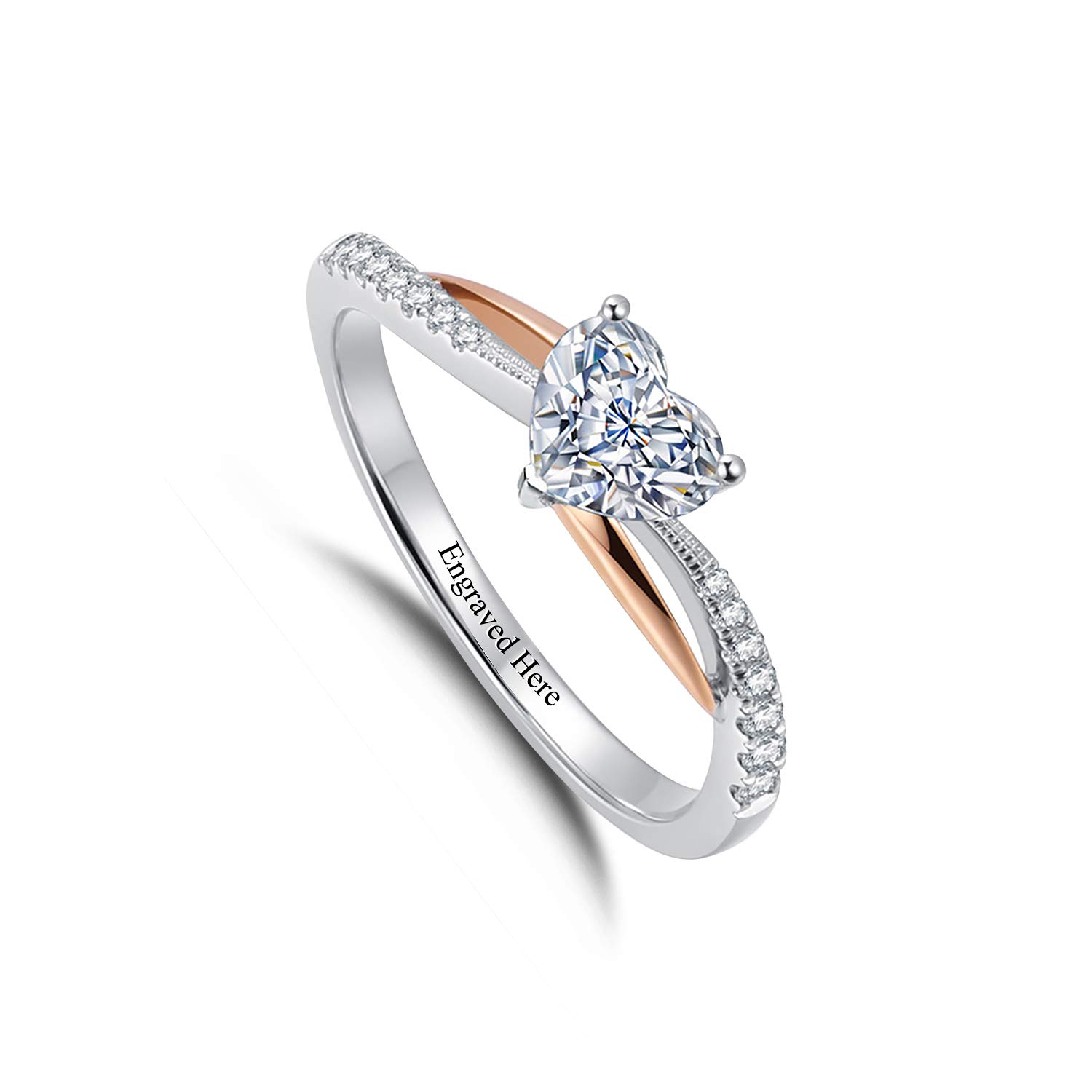 1 Carat Heart Moissanite Diamond Wedding Ring - S925 Sterling Silver Personalized Heart Ring for Women, Anniversary & Engagement Jewelry Gift | Romantic Occasions, Proposals, Bridal Accessories