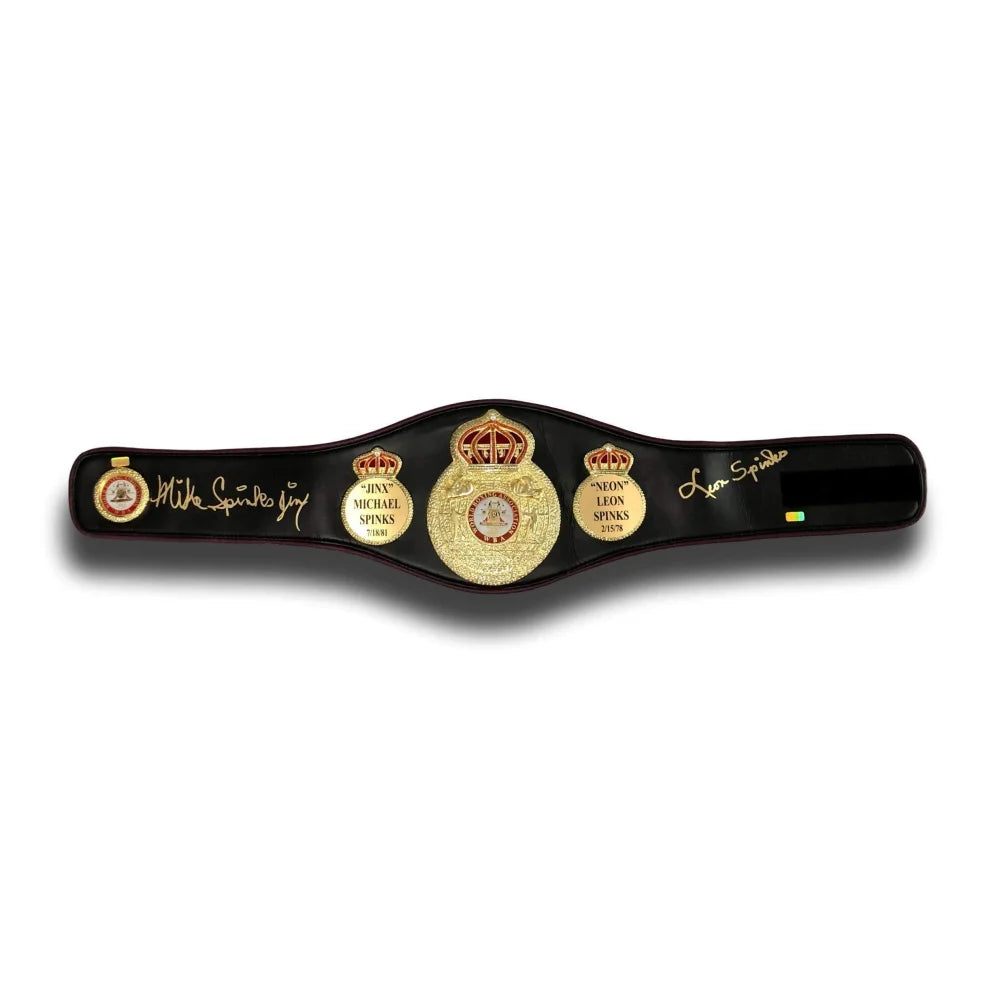 Michael & Leon Spinks Dual Signed WBA Championship Belt with COA - Authentic Boxing Memorabilia - Perfect for Collectors, Fans, and Sports Decor