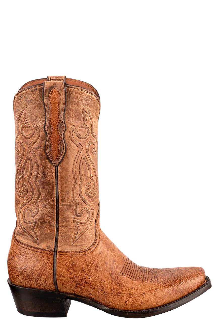 Premium Black Jack Smooth Ostrich Cowboy Boots in Burnished Cigar - Handcrafted Western Boots for Men, Country Music Festivals & Rodeo Events